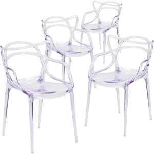 Flash Furniture Josh 4 Pack Nesting Series Transparent Stacking Side Chair(Set of 4)