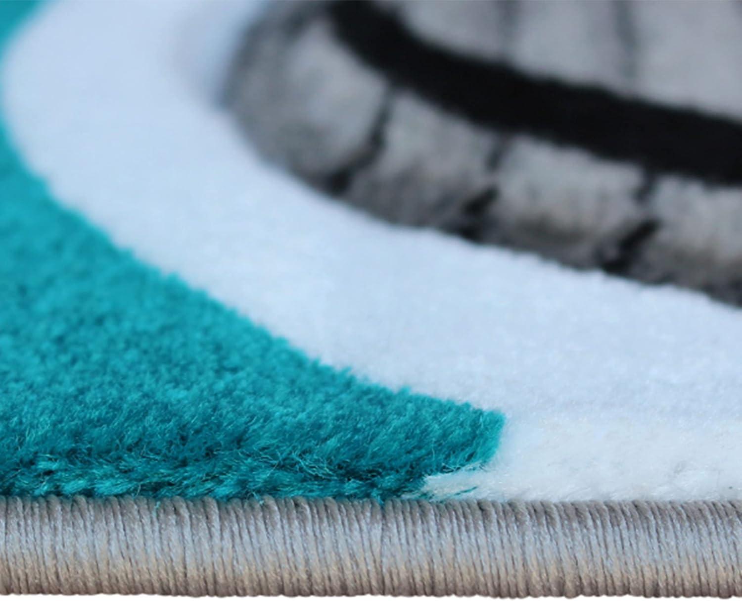 image:imageFlash Furniture Athos Collection Abstract Area Rug Sculpted HighLow Pile Turquoise Olefin Rug 3 x 16 Area Rug Jute Backing Entryway Living Room BedroomTurquoise