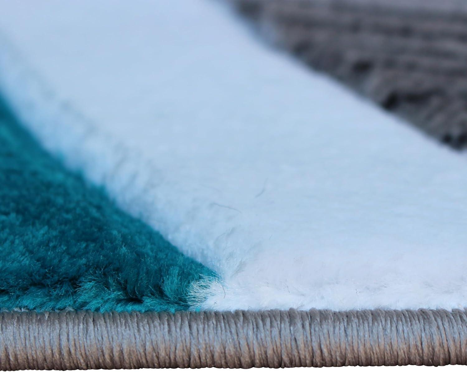 image:imageFlash Furniture Athos Collection Abstract Area Rug Sculpted HighLow Pile Turquoise Olefin Rug 3 x 16 Area Rug Jute Backing Entryway Living Room BedroomTurquoise