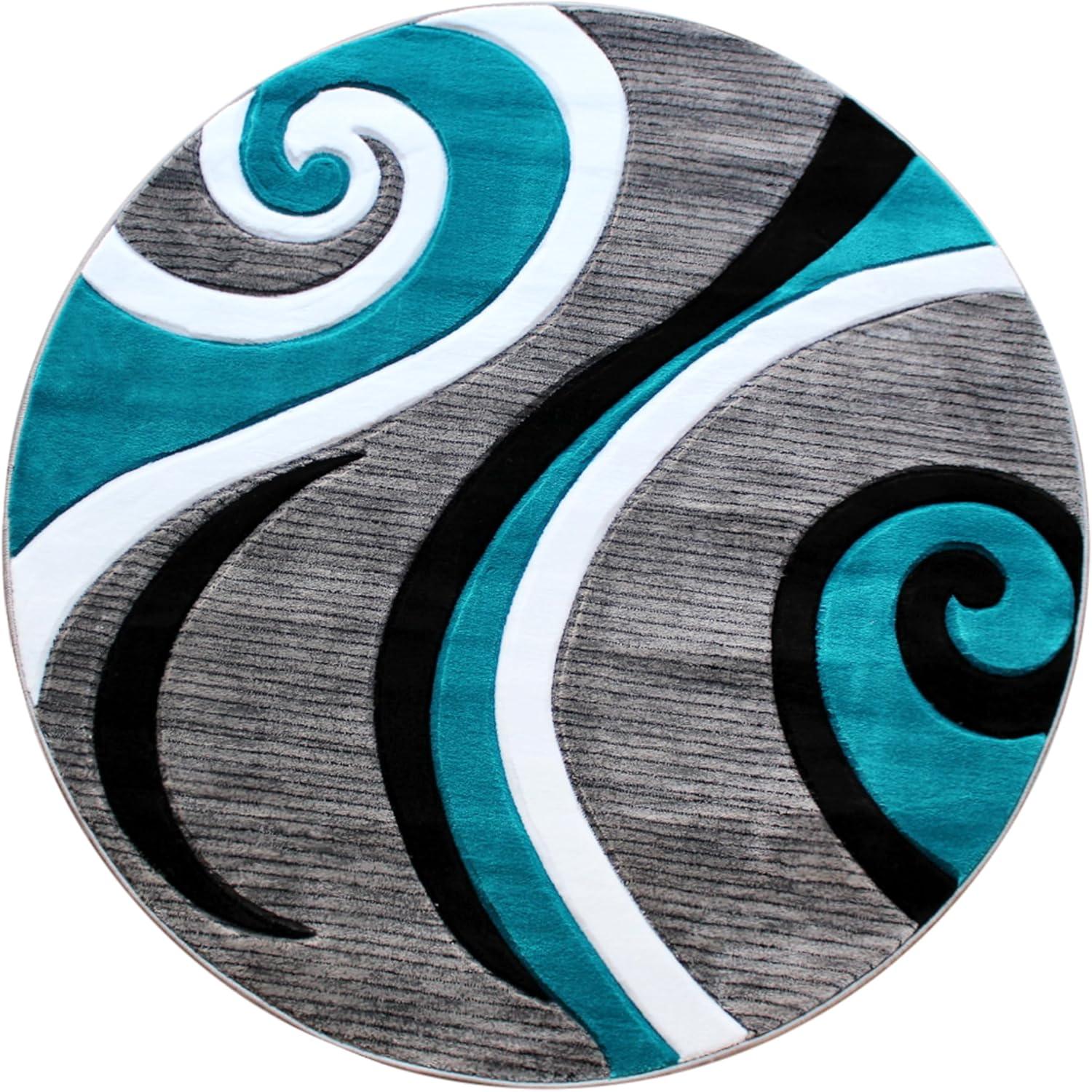 image:imageFlash Furniture Athos Collection Abstract Area Rug Sculpted HighLow Pile Turquoise Olefin Rug 3 x 16 Area Rug Jute Backing Entryway Living Room BedroomTurquoise
