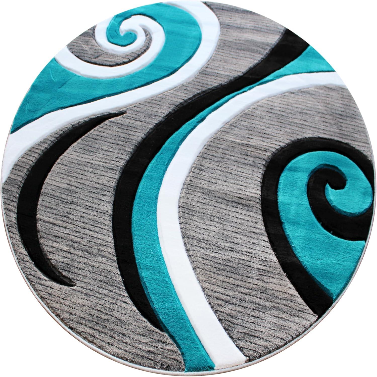 image:imageFlash Furniture Athos Collection Abstract Area Rug Sculpted HighLow Pile Turquoise Olefin Rug 3 x 16 Area Rug Jute Backing Entryway Living Room BedroomTurquoise
