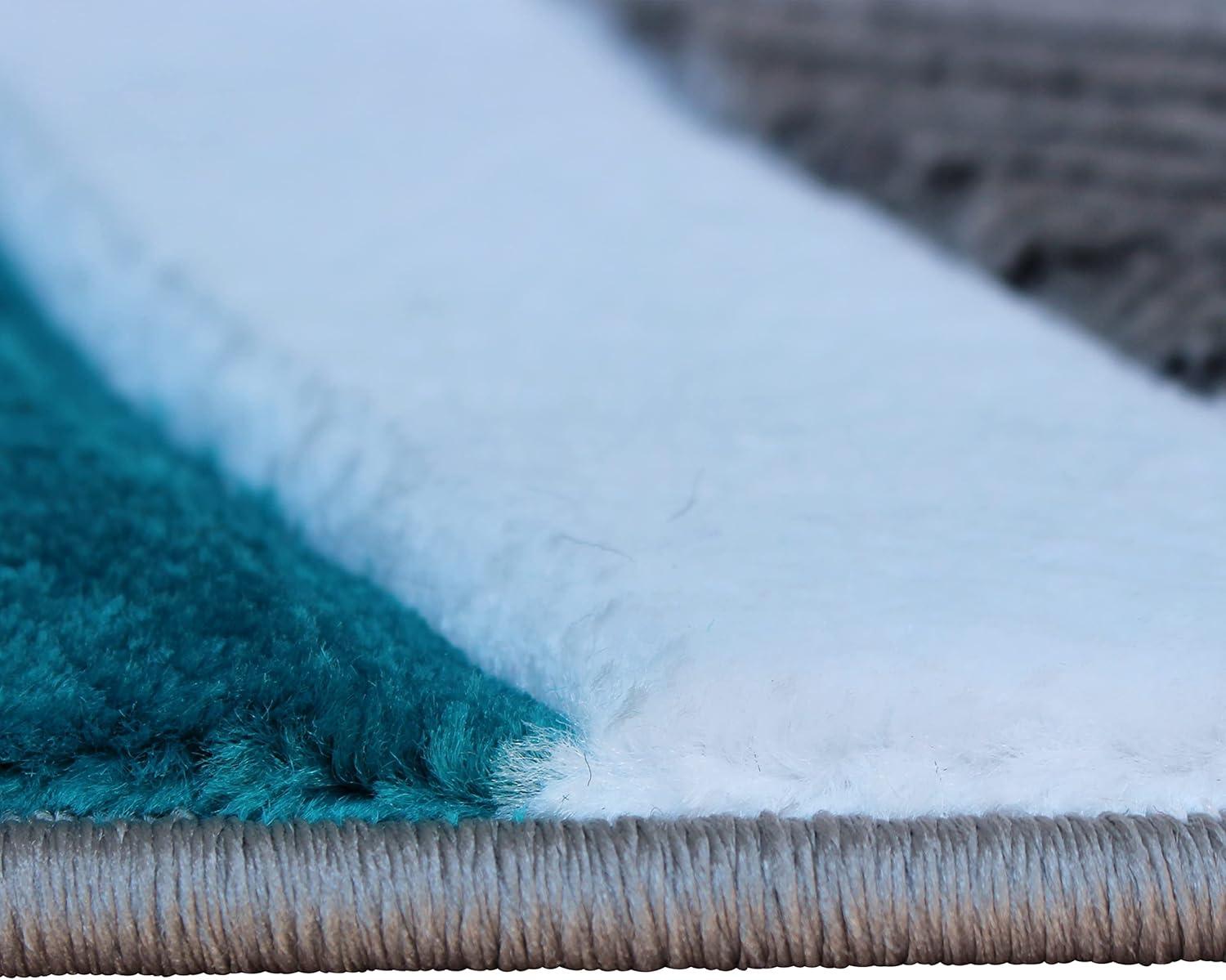 image:imageFlash Furniture Athos Collection Abstract Area Rug Sculpted HighLow Pile Turquoise Olefin Rug 3 x 16 Area Rug Jute Backing Entryway Living Room BedroomTurquoise