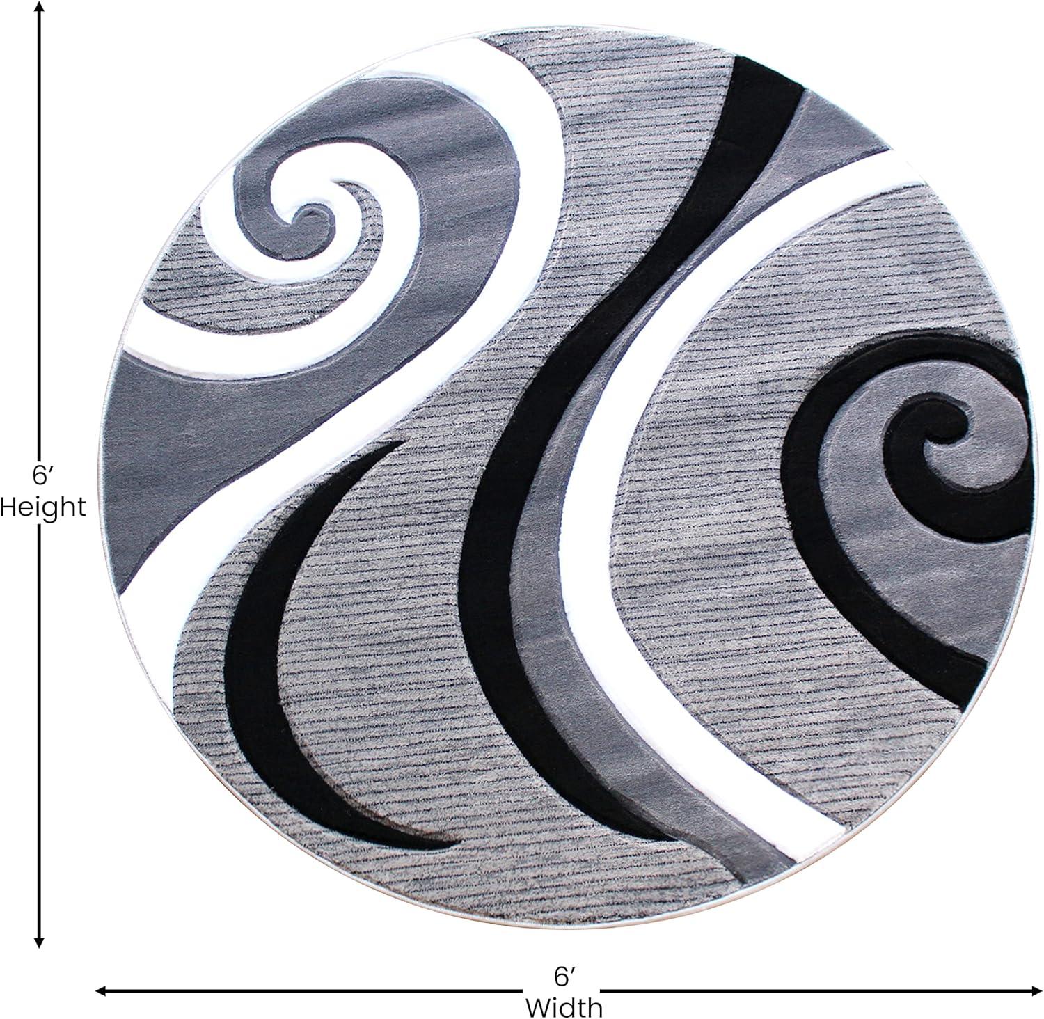 image:imageFlash Furniture Athos Collection Abstract Area Rug Sculpted HighLow Pile Turquoise Olefin Rug 3 x 16 Area Rug Jute Backing Entryway Living Room BedroomGrey