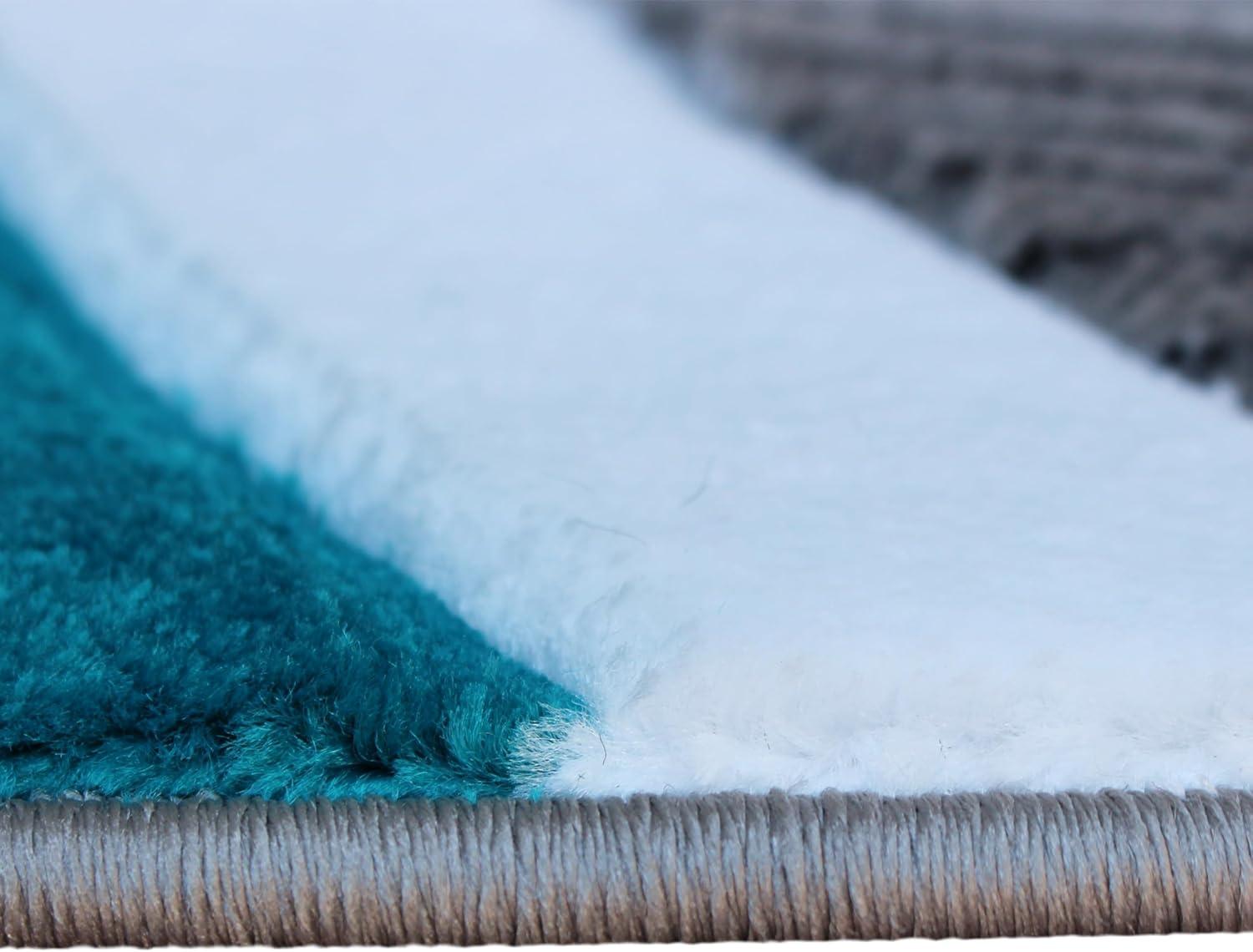 image:imageFlash Furniture Athos Collection Abstract Area Rug Sculpted HighLow Pile Turquoise Olefin Rug 3 x 16 Area Rug Jute Backing Entryway Living Room BedroomTurquoise