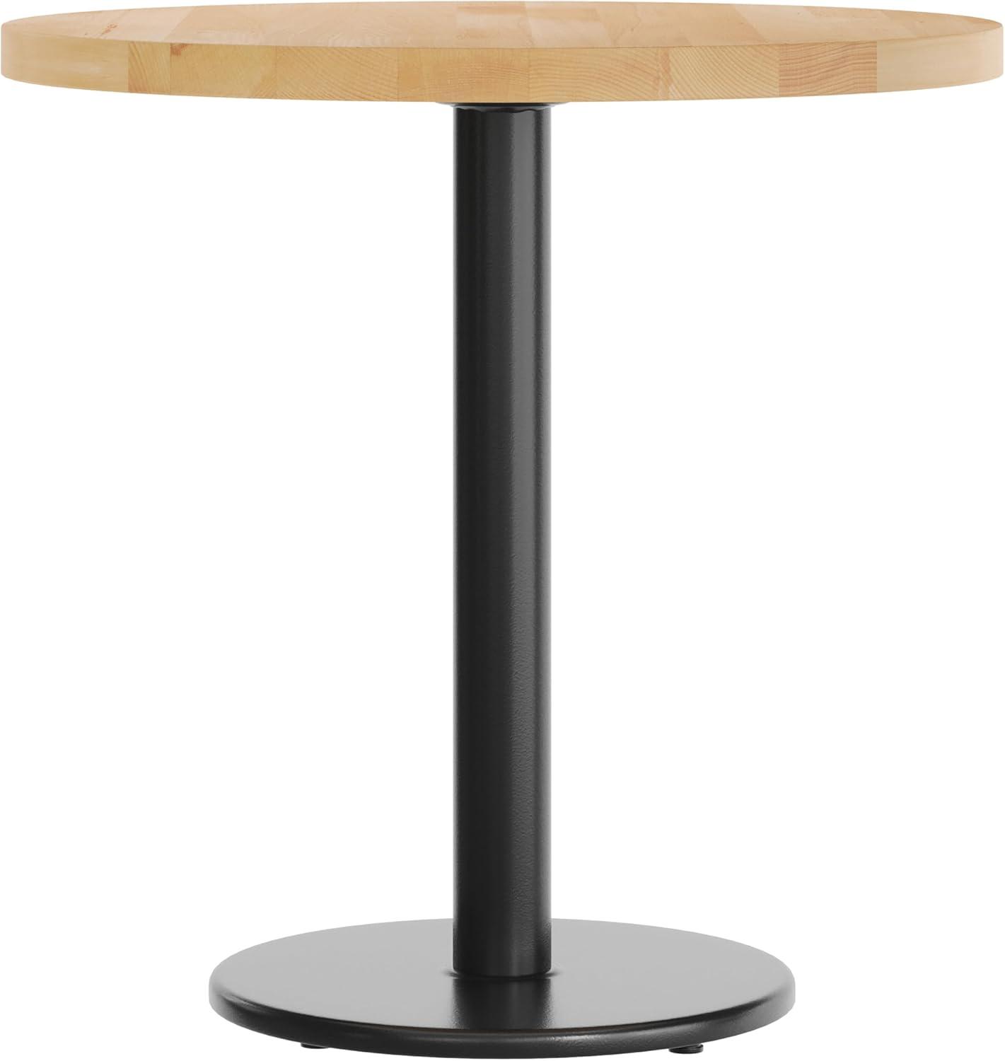 image:imageFlash Furniture Bennett 30 Round Solid Wood Commercial Indoor Tabletop in Dark Brown with 18 Round Dining Height Silver Cast Iron Base 300 lb Static CapacityNatural TopBlack Base