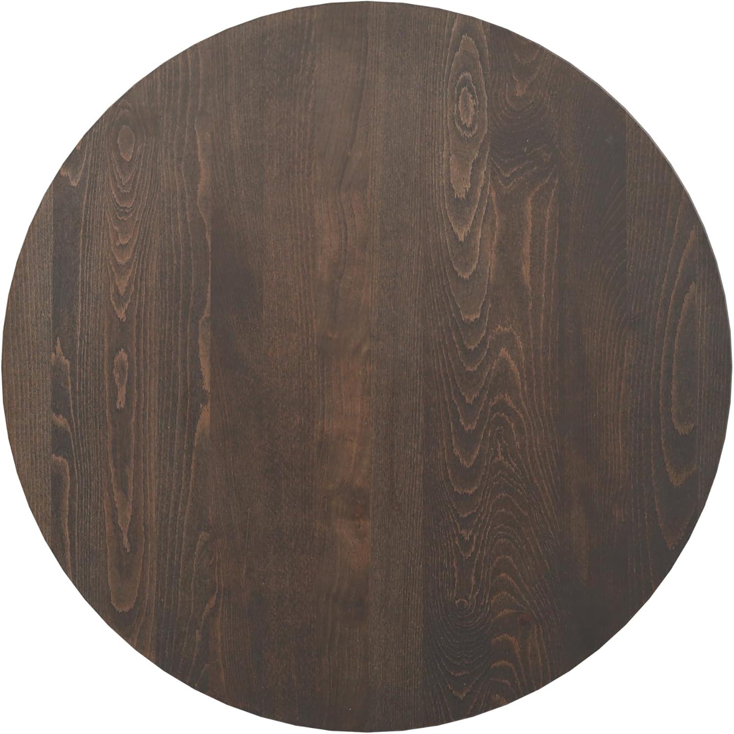 image:imageFlash Furniture Bennett 30 Round Solid Wood Commercial Indoor Tabletop in Dark Brown with 18 Round Dining Height Silver Cast Iron Base 300 lb Static CapacityDark Brown TopBlack Base