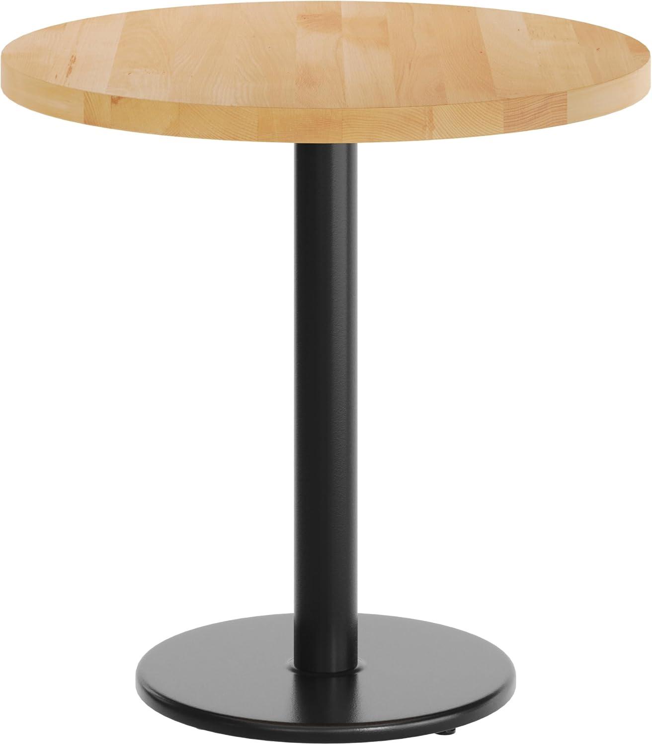 image:imageFlash Furniture Bennett 30 Round Solid Wood Commercial Indoor Tabletop in Dark Brown with 18 Round Dining Height Silver Cast Iron Base 300 lb Static CapacityNatural TopBlack Base