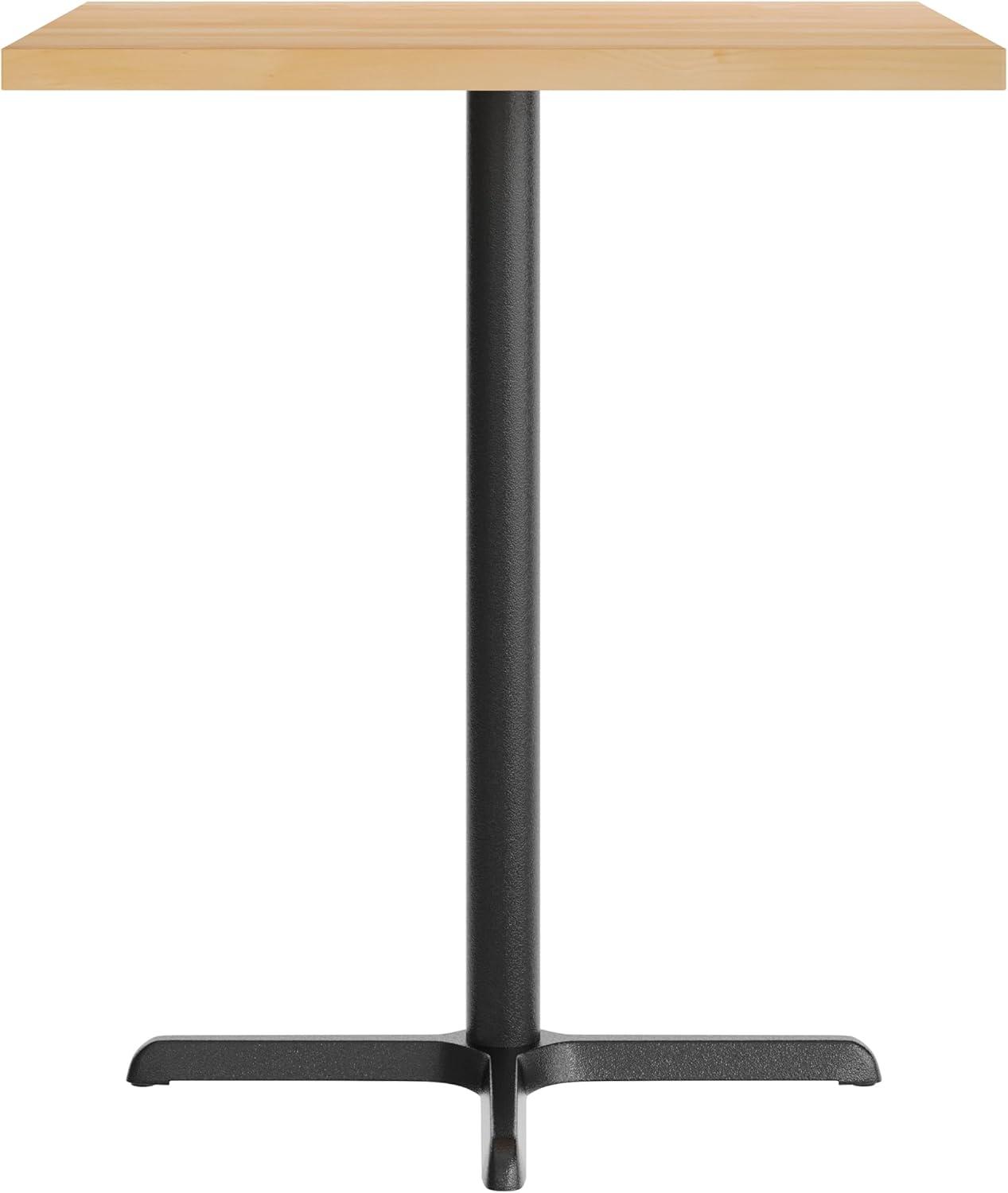 image:imageFlash Furniture Bennett 36 Square Solid Wood Commercial Indoor Tabletop in Natural with 30 x 30 Bar Height Black Cast Iron X Base 400 lb Static CapacityNatural TopBlack Base