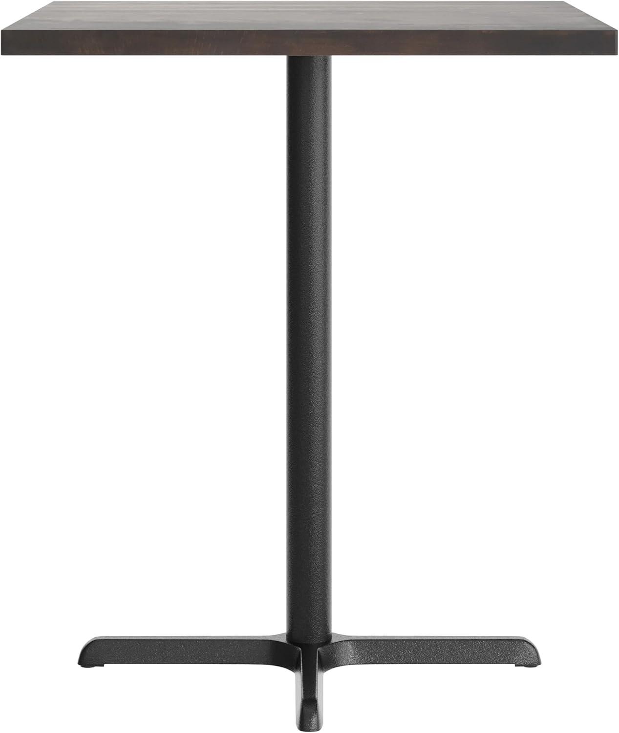 image:imageFlash Furniture Bennett 36 Square Solid Wood Commercial Indoor Tabletop in Natural with 30 x 30 Bar Height Black Cast Iron X Base 400 lb Static CapacityDark Brown TopBlack Base