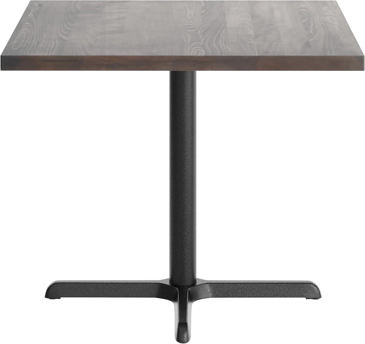 image:imageFlash Furniture Bennett 36 Square Solid Wood Commercial Indoor Tabletop in Natural with 30 x 30 Dining Height Black Cast Iron X Base 400 lb Static CapacityDark Brown TopBlack Base