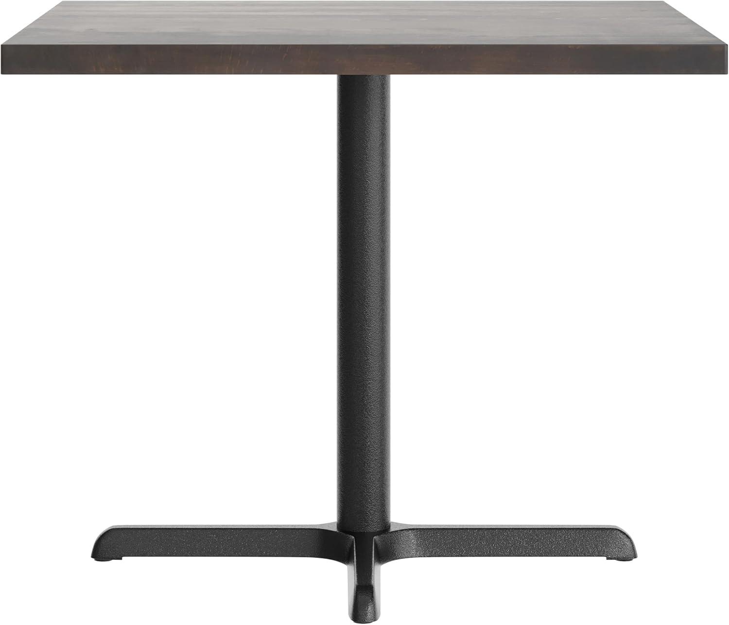 image:imageFlash Furniture Bennett 36 Square Solid Wood Commercial Indoor Tabletop in Natural with 30 x 30 Dining Height Black Cast Iron X Base 400 lb Static CapacityDark Brown TopBlack Base