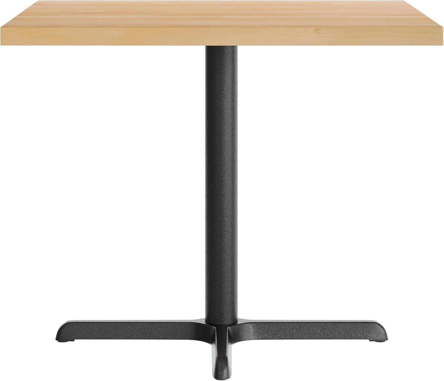 image:imageFlash Furniture Bennett 36 Square Solid Wood Commercial Indoor Tabletop in Natural with 30 x 30 Dining Height Black Cast Iron X Base 400 lb Static CapacityNatural TopBlack Base