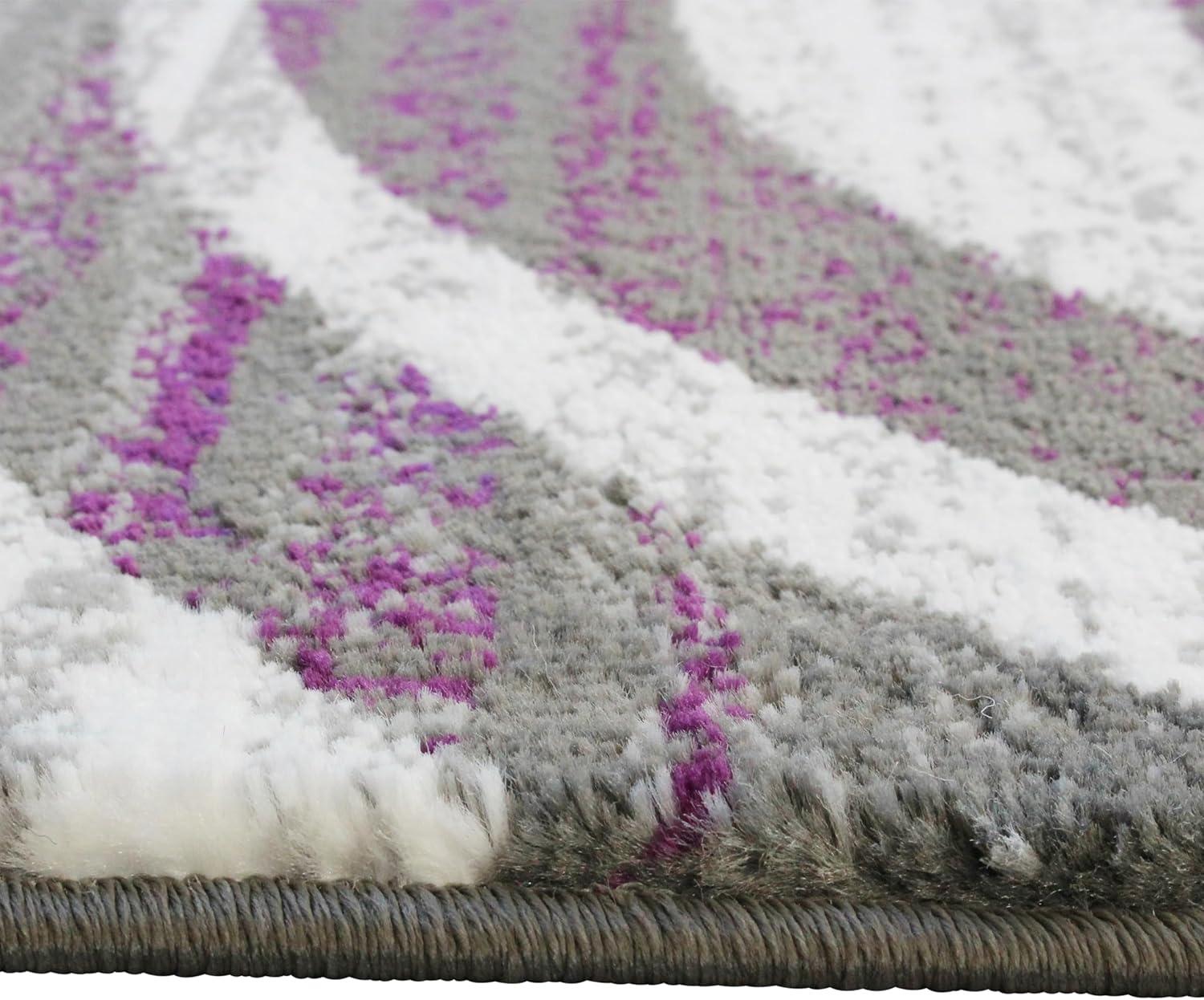 image:imageFlash Furniture Cirrus Collection Swirl Patterned Area Rug Purple Olefin Fibers with Jute Backing 5 x 7 Entryway Living Room BedroomPurple