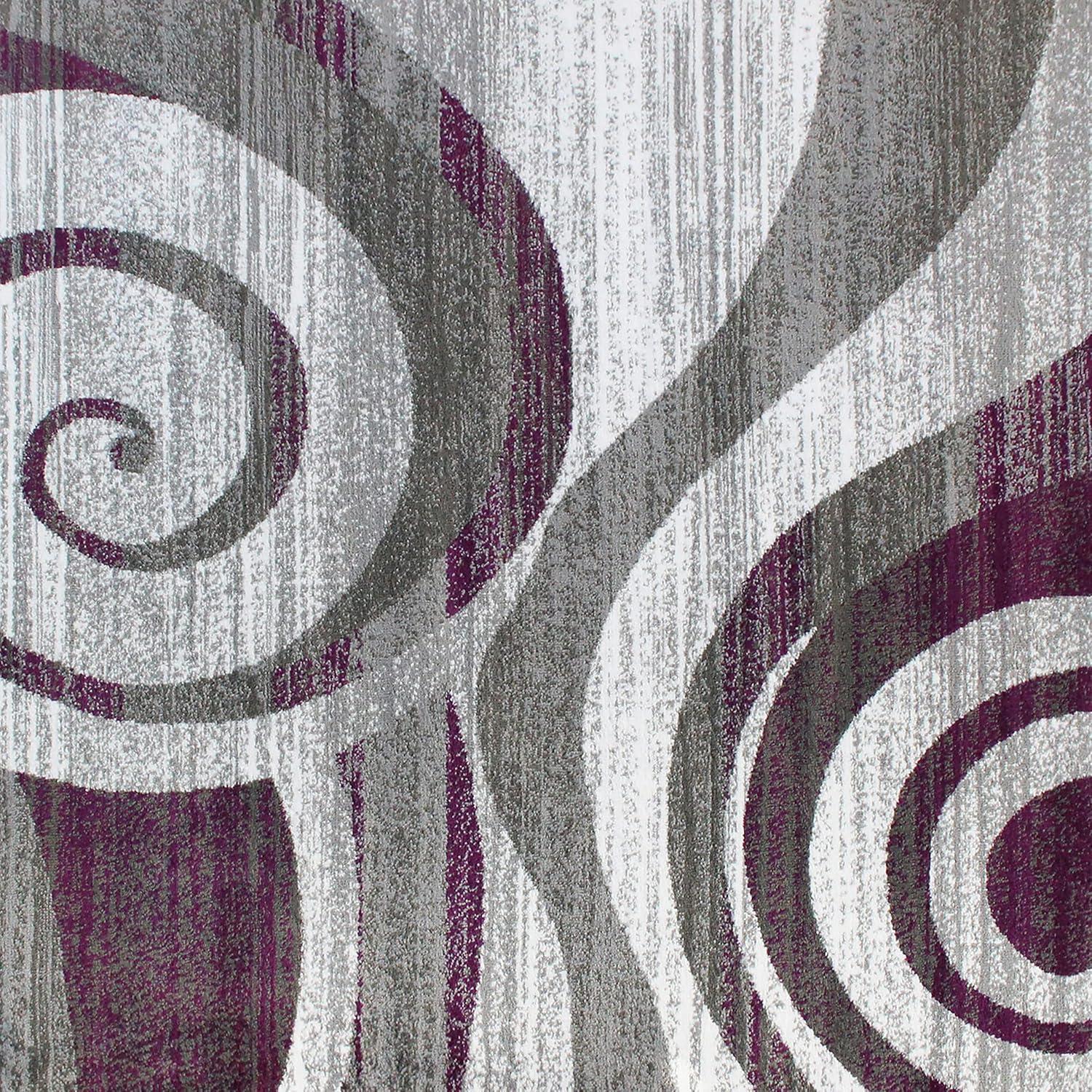 image:imageFlash Furniture Cirrus Collection Swirl Patterned Area Rug Purple Olefin Fibers with Jute Backing 5 x 7 Entryway Living Room BedroomPurple