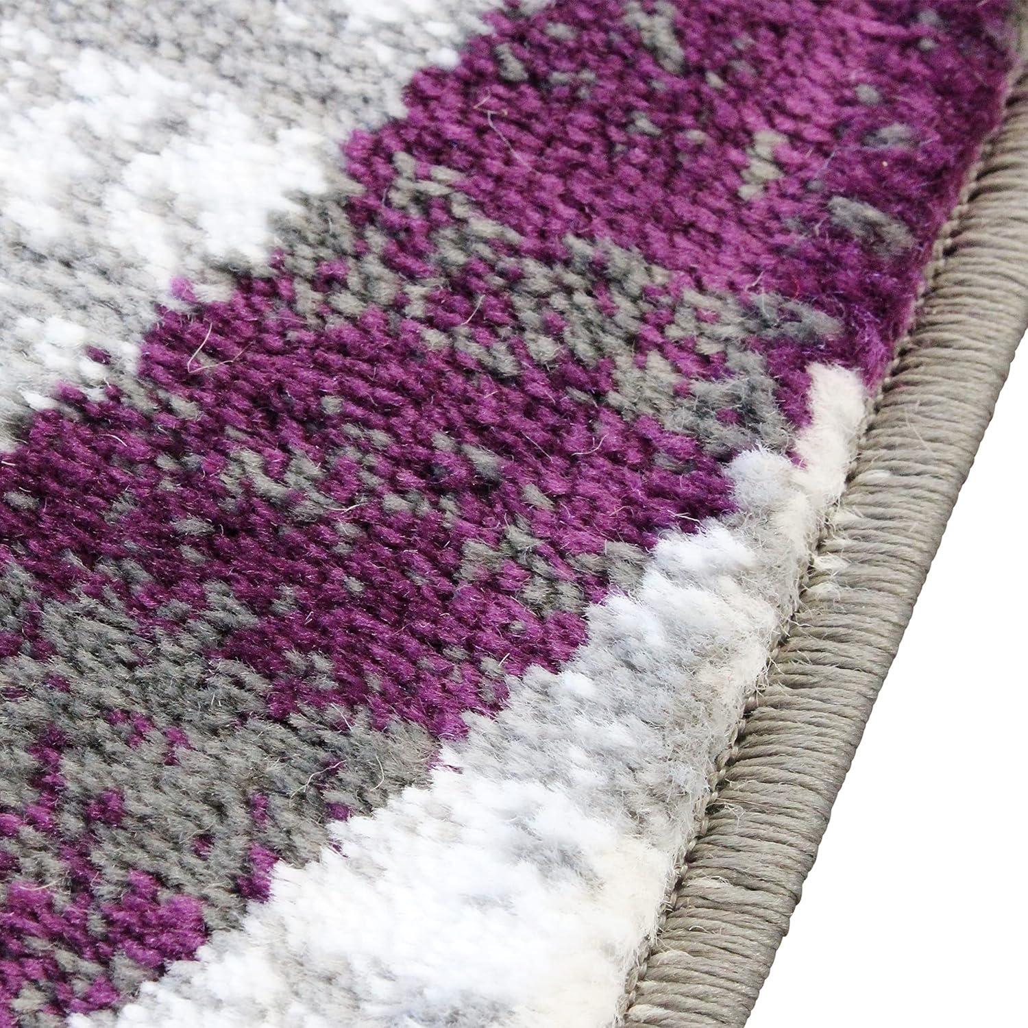 image:imageFlash Furniture Cirrus Collection Swirl Patterned Area Rug Purple Olefin Fibers with Jute Backing 5 x 7 Entryway Living Room BedroomPurple