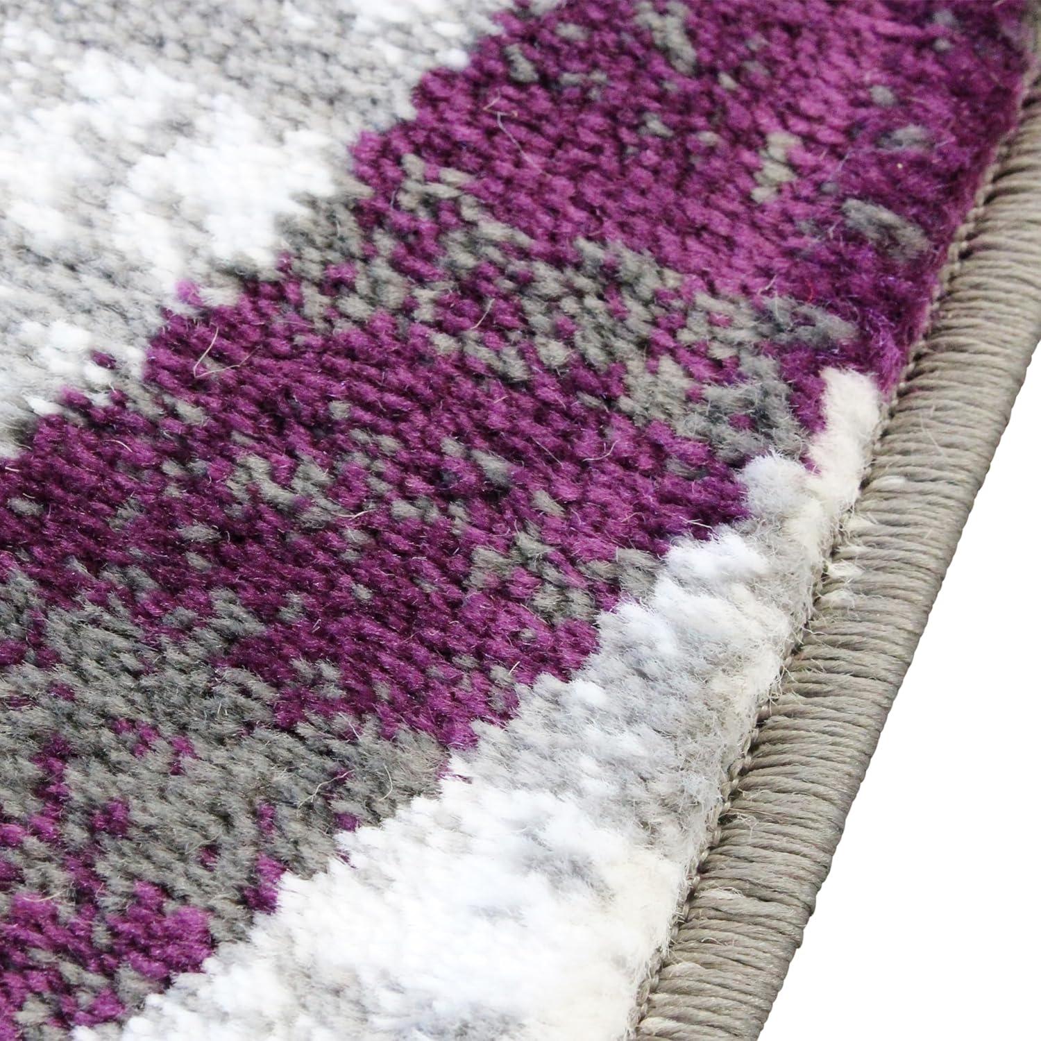 image:imageFlash Furniture Cirrus Collection Swirl Patterned Area Rug Purple Olefin Fibers with Jute Backing 5 x 7 Entryway Living Room BedroomPurple