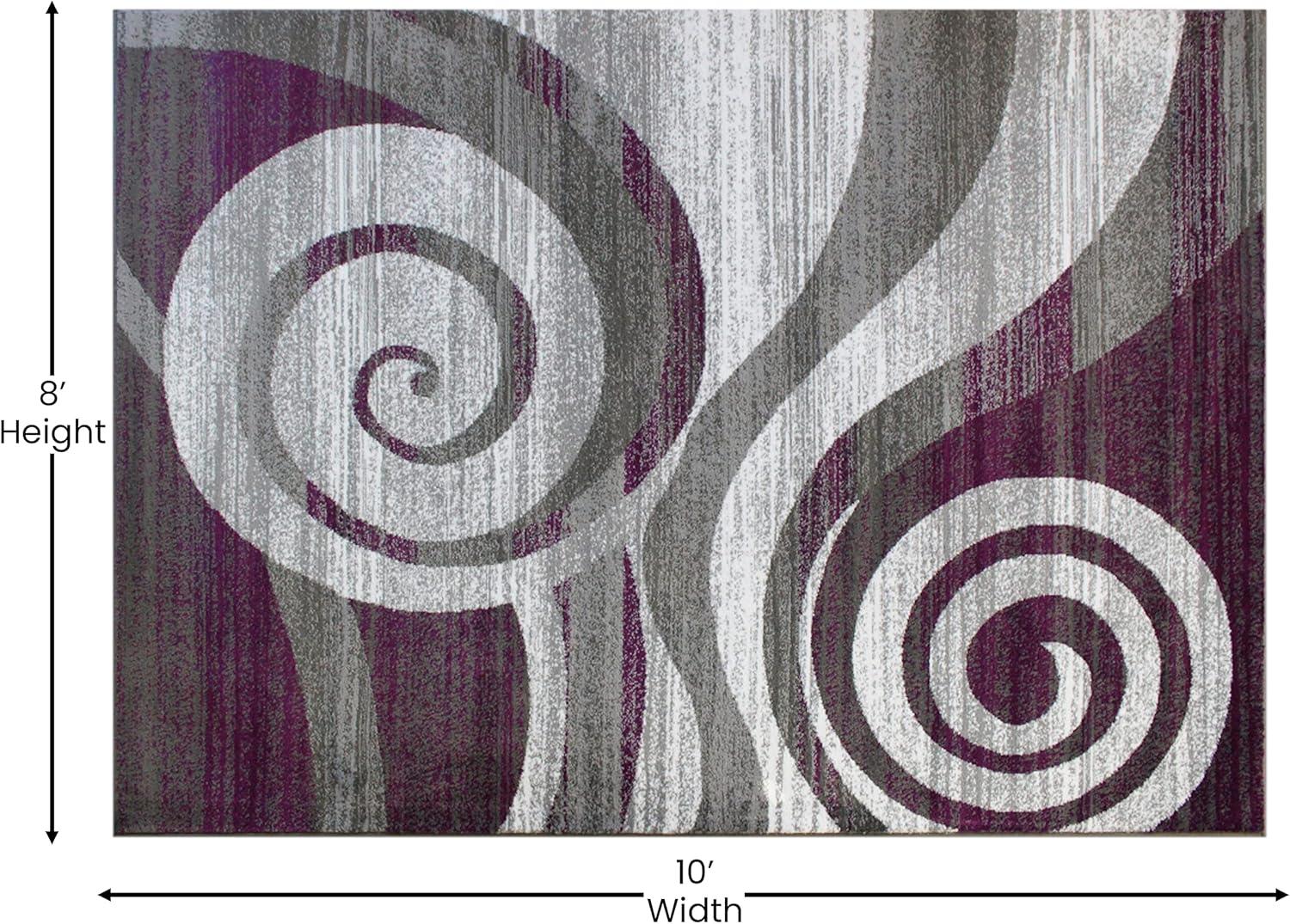 image:imageFlash Furniture Cirrus Collection Swirl Patterned Area Rug Purple Olefin Fibers with Jute Backing 5 x 7 Entryway Living Room BedroomPurple