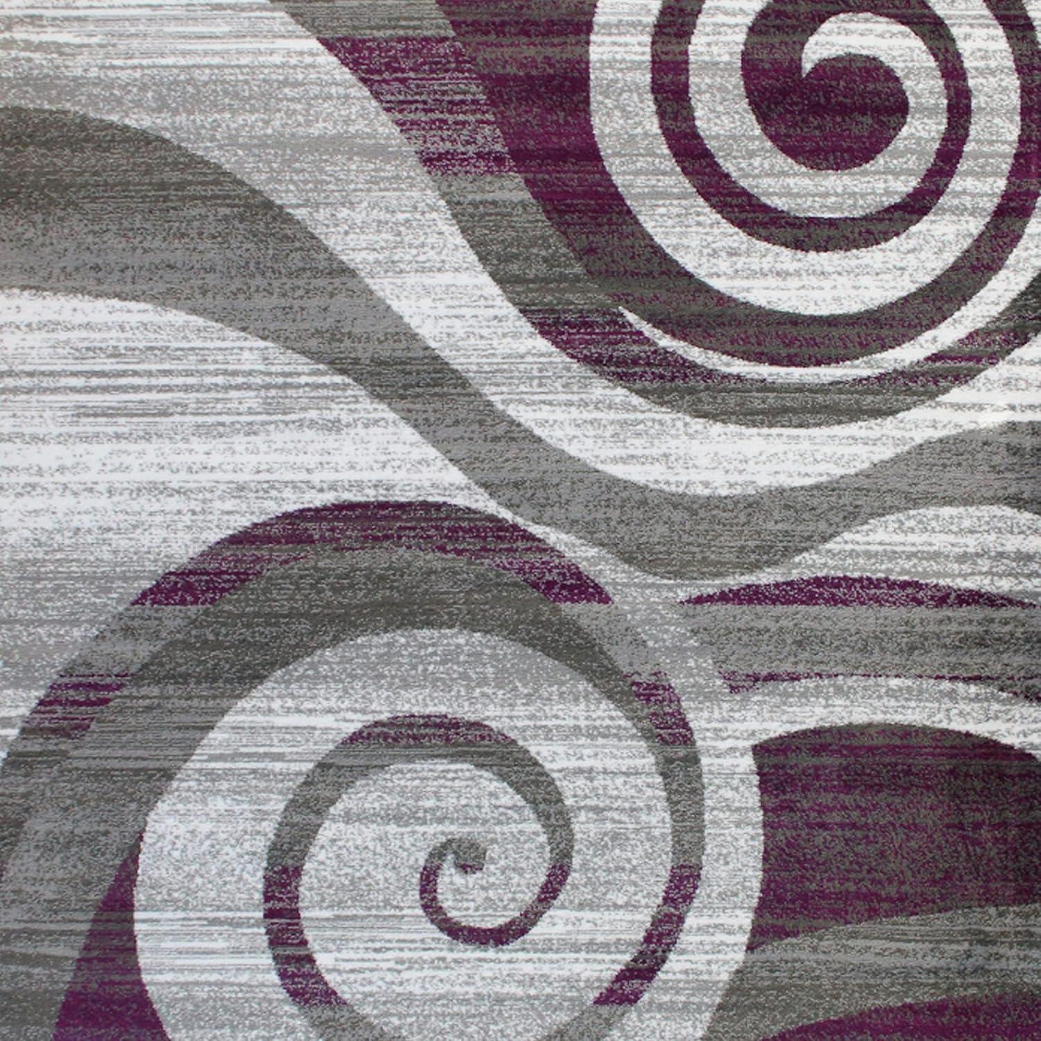 image:imageFlash Furniture Cirrus Collection Swirl Patterned Area Rug Purple Olefin Fibers with Jute Backing 5 x 7 Entryway Living Room BedroomPurple
