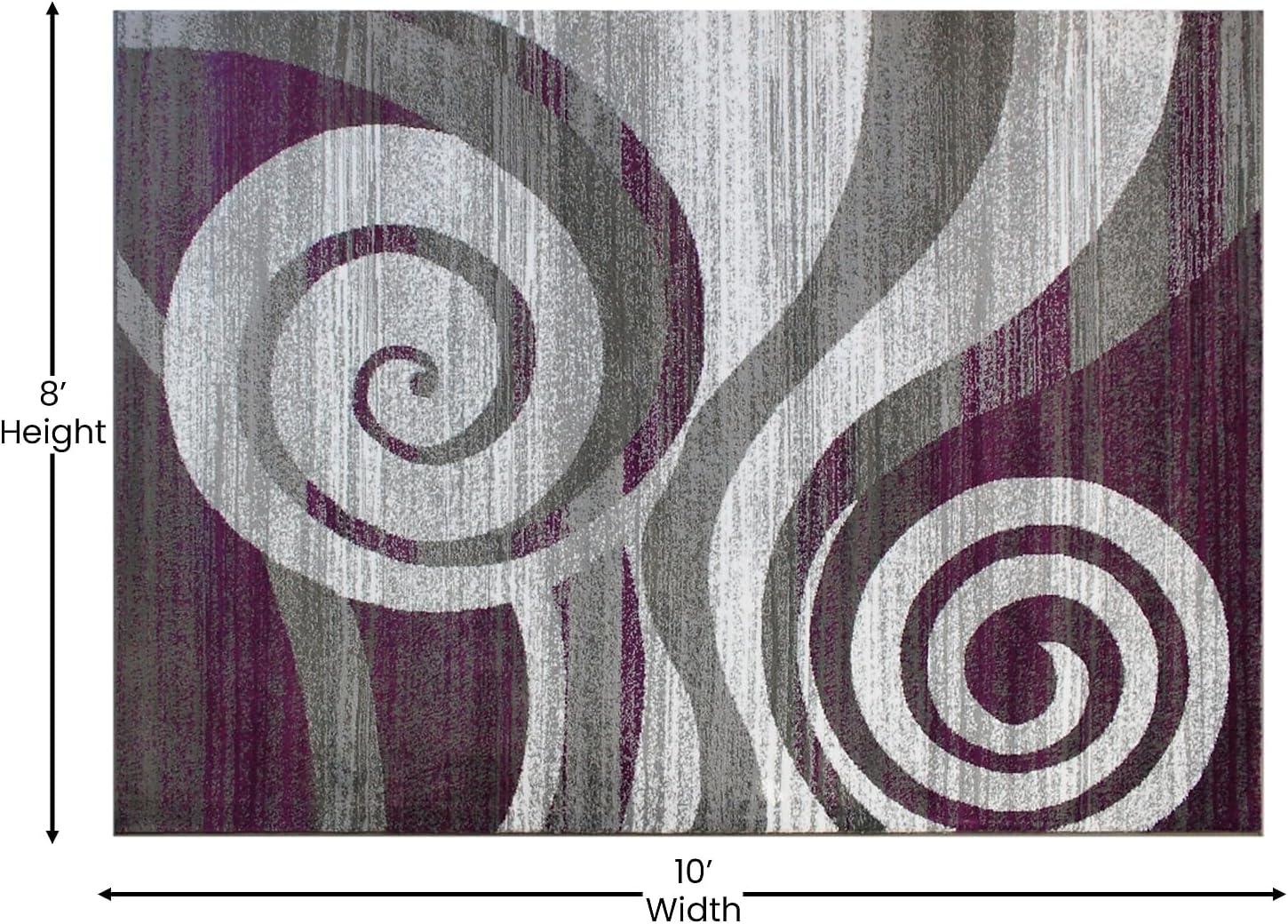 image:imageFlash Furniture Cirrus Collection Swirl Patterned Area Rug Purple Olefin Fibers with Jute Backing 5 x 7 Entryway Living Room BedroomPurple