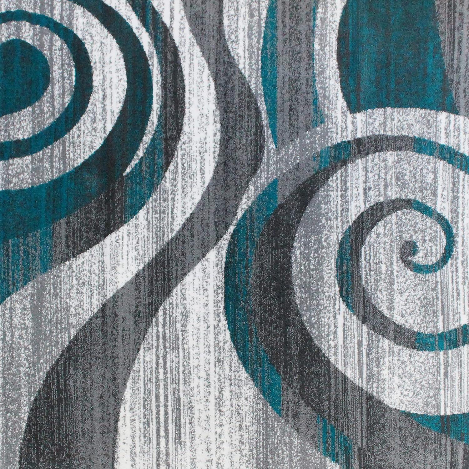 image:imageFlash Furniture Cirrus Collection Swirl Patterned Area Rug Purple Olefin Fibers with Jute Backing 5 x 7 Entryway Living Room BedroomTurquoise