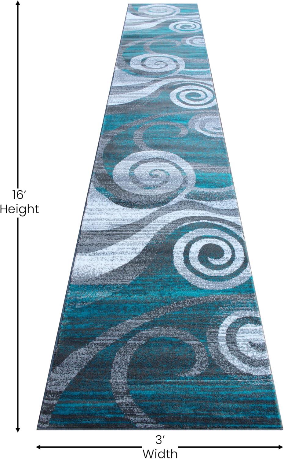image:imageFlash Furniture Cirrus Collection Swirl Patterned Area Rug Purple Olefin Fibers with Jute Backing 5 x 7 Entryway Living Room BedroomTurquoise