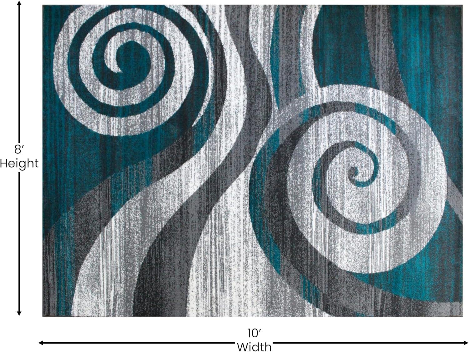 image:imageFlash Furniture Cirrus Collection Swirl Patterned Area Rug Purple Olefin Fibers with Jute Backing 5 x 7 Entryway Living Room BedroomTurquoise