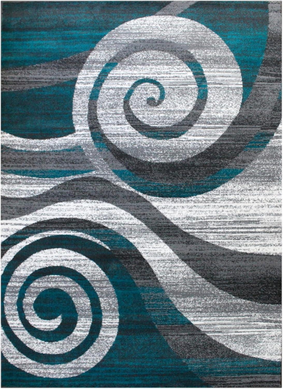 image:imageFlash Furniture Cirrus Collection Swirl Patterned Area Rug Purple Olefin Fibers with Jute Backing 5 x 7 Entryway Living Room BedroomTurquoise