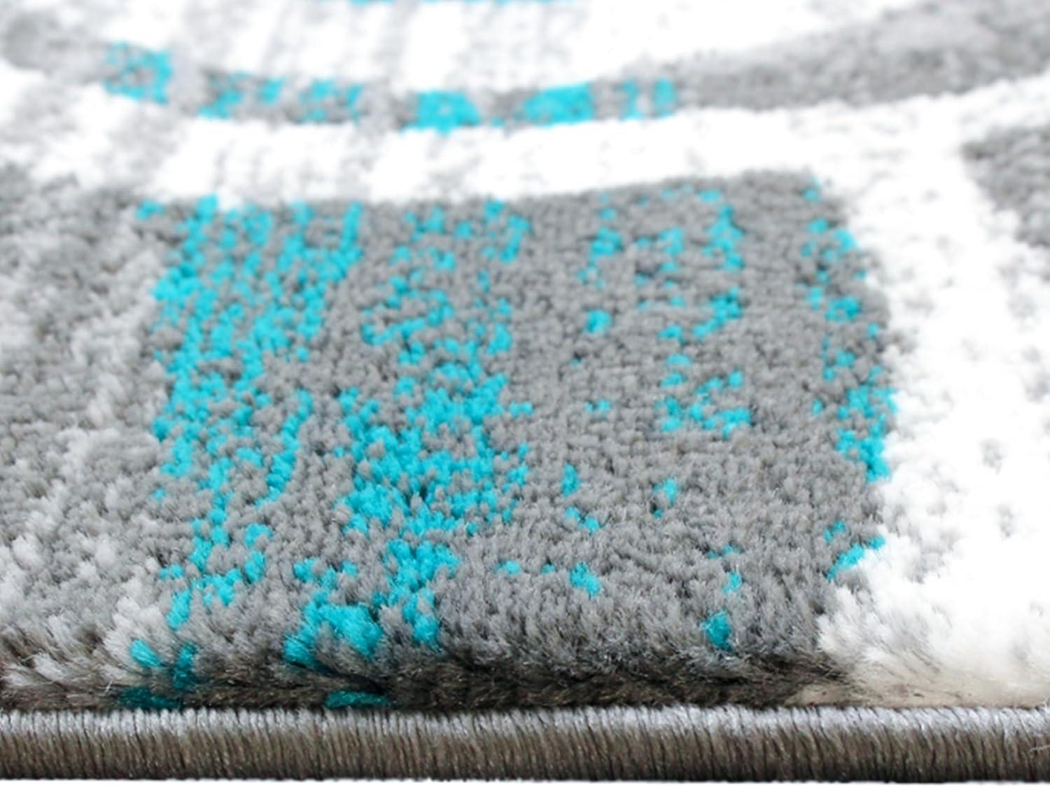 image:imageFlash Furniture Cirrus Collection Swirl Patterned Area Rug Purple Olefin Fibers with Jute Backing 5 x 7 Entryway Living Room BedroomTurquoise