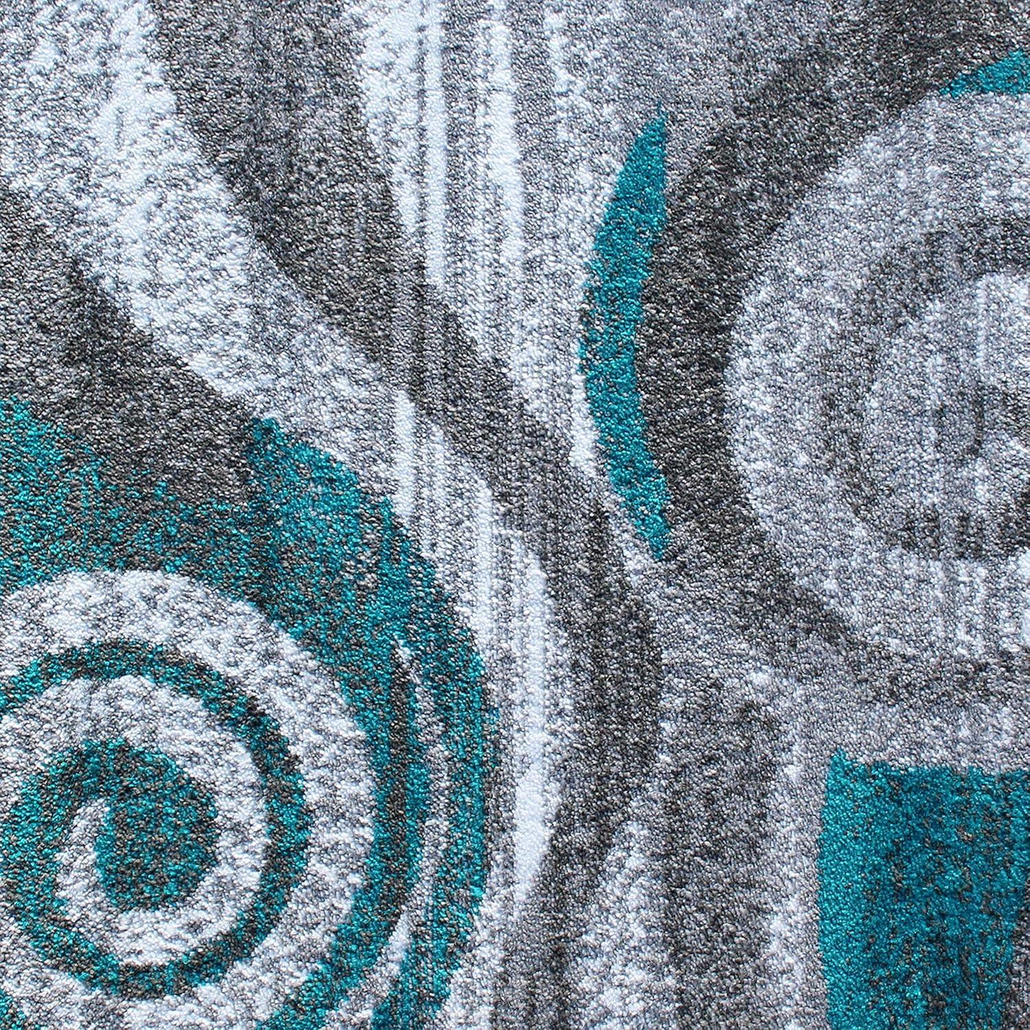image:imageFlash Furniture Cirrus Collection Swirl Patterned Area Rug Purple Olefin Fibers with Jute Backing 5 x 7 Entryway Living Room BedroomTurquoise