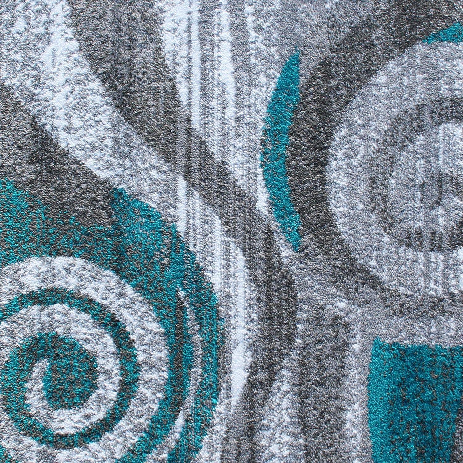 image:imageFlash Furniture Cirrus Collection Swirl Patterned Area Rug Purple Olefin Fibers with Jute Backing 5 x 7 Entryway Living Room BedroomTurquoise