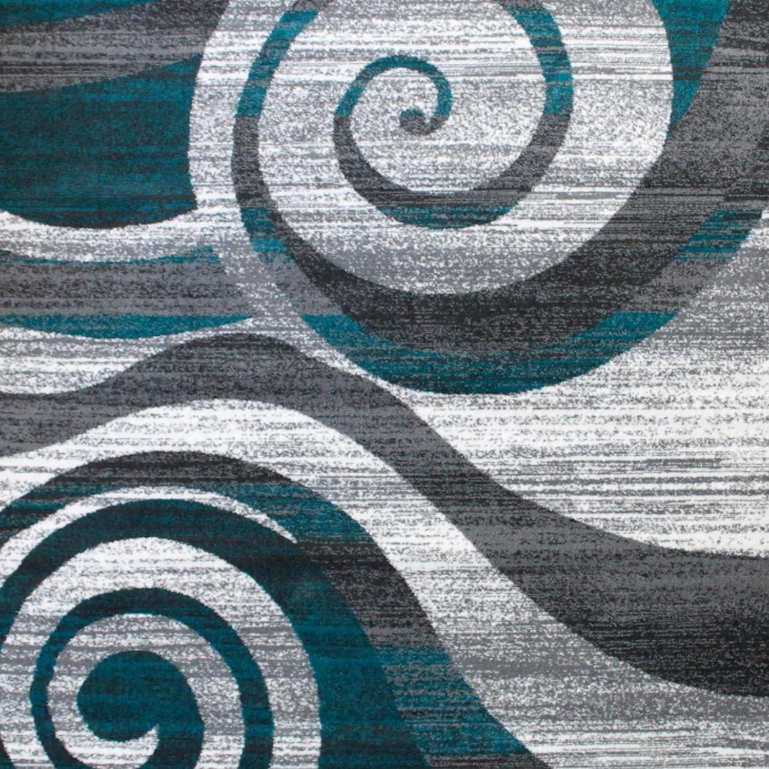 image:imageFlash Furniture Cirrus Collection Swirl Patterned Area Rug Purple Olefin Fibers with Jute Backing 5 x 7 Entryway Living Room BedroomTurquoise
