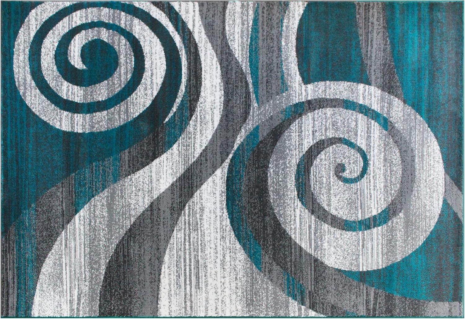 image:imageFlash Furniture Cirrus Collection Swirl Patterned Area Rug Purple Olefin Fibers with Jute Backing 5 x 7 Entryway Living Room BedroomTurquoise