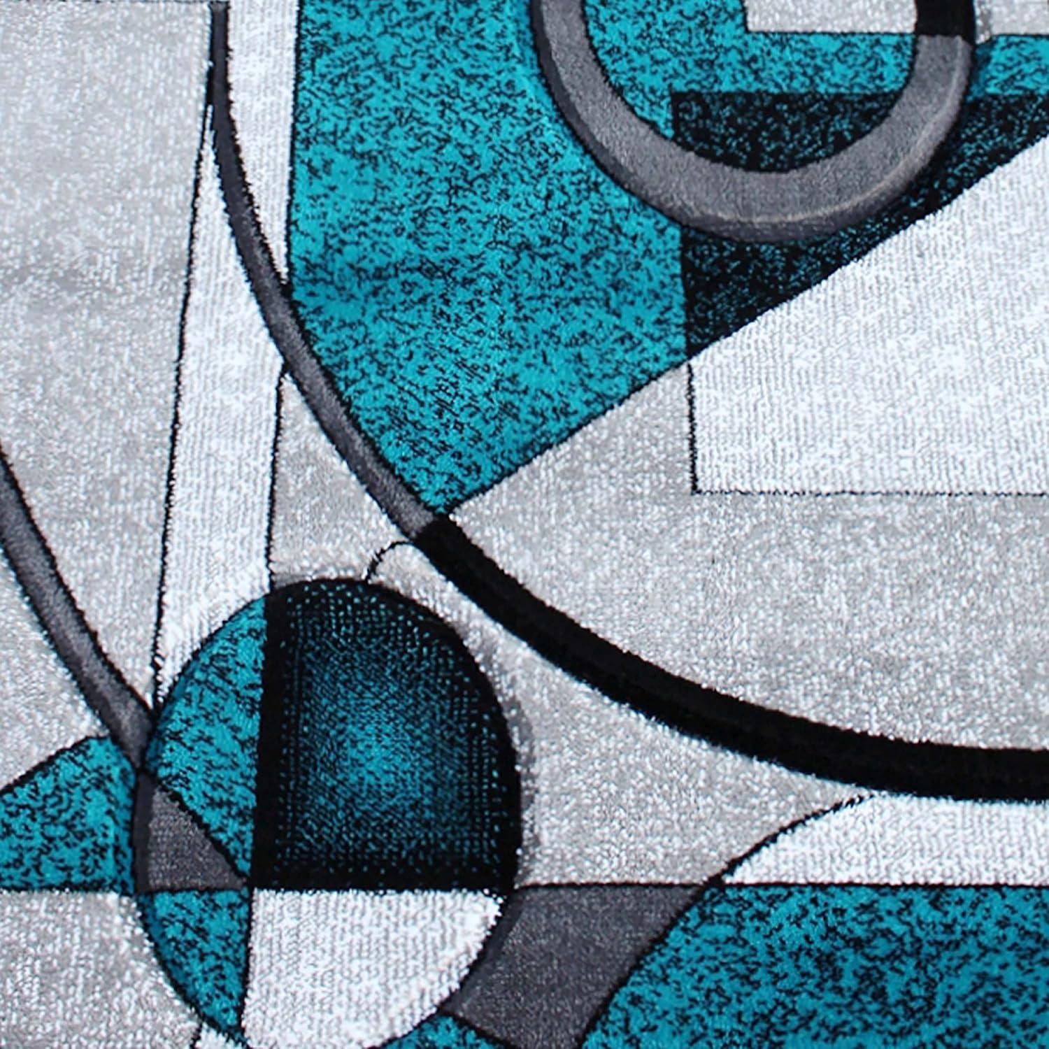 image:imageFlash Furniture Elias Collection Geometric Abstract Area Rug Turquoise Olefin Rug with Jute Backing 3 x 10 Hallway Entryway or BedroomTurquoise