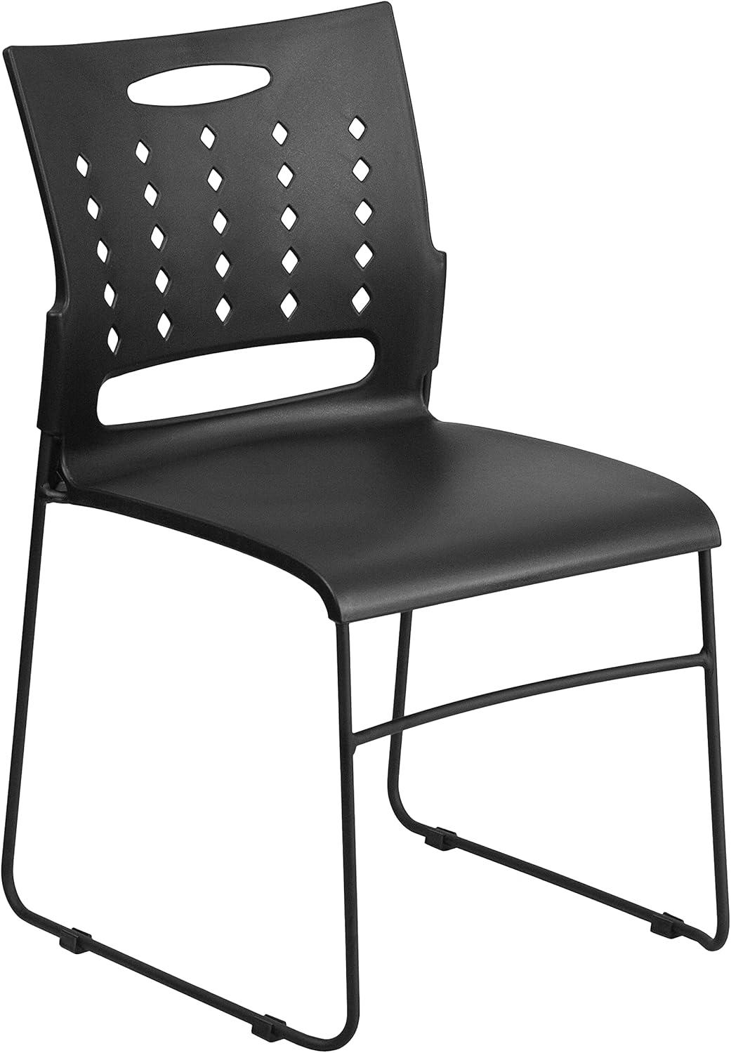 image:imageFlash Furniture HERCULES Series 881 lb Capacity Yellow Sled Base Stack Chair with AirVent BackBlack