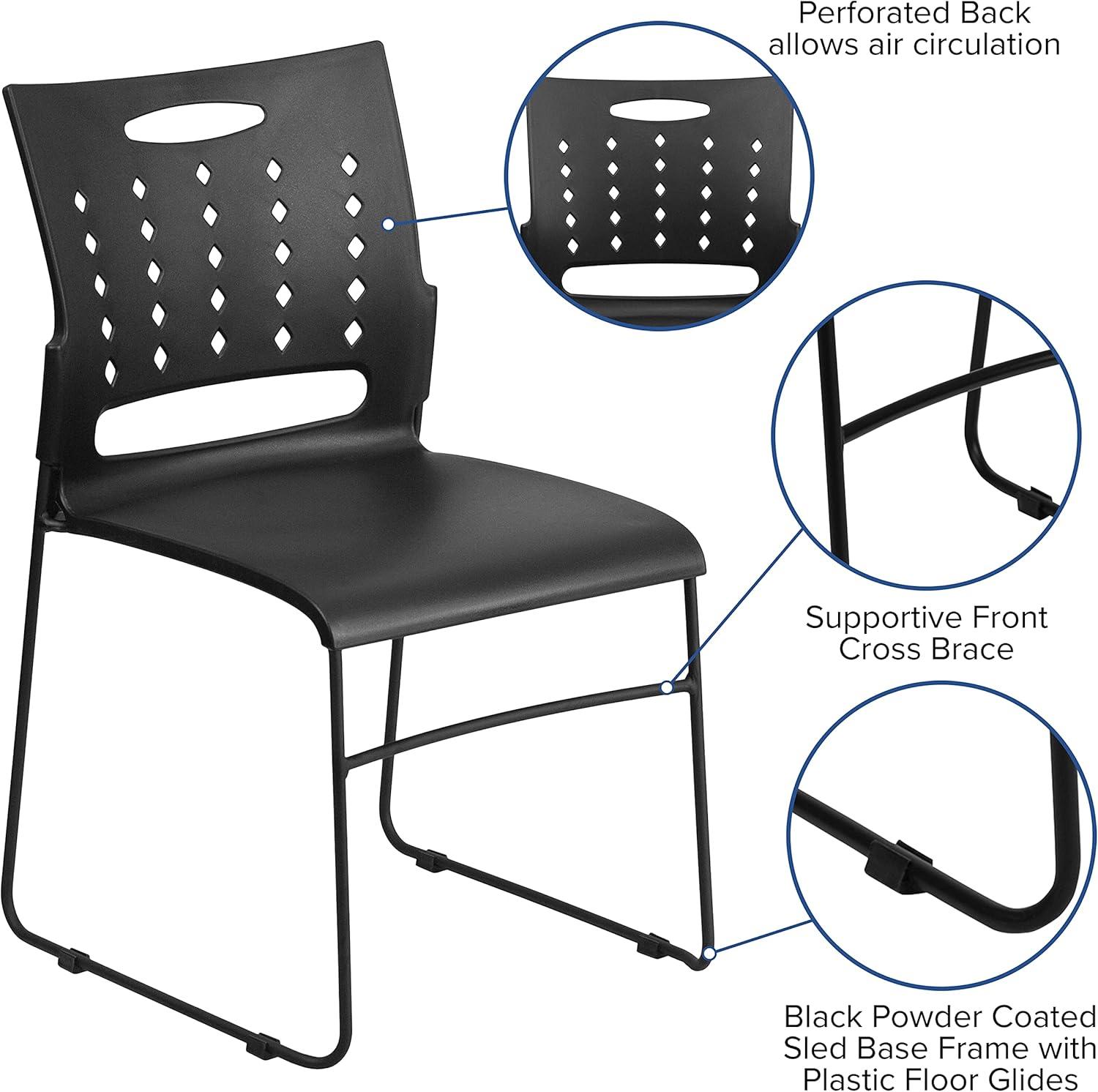 image:imageFlash Furniture HERCULES Series 881 lb Capacity Yellow Sled Base Stack Chair with AirVent BackBlack