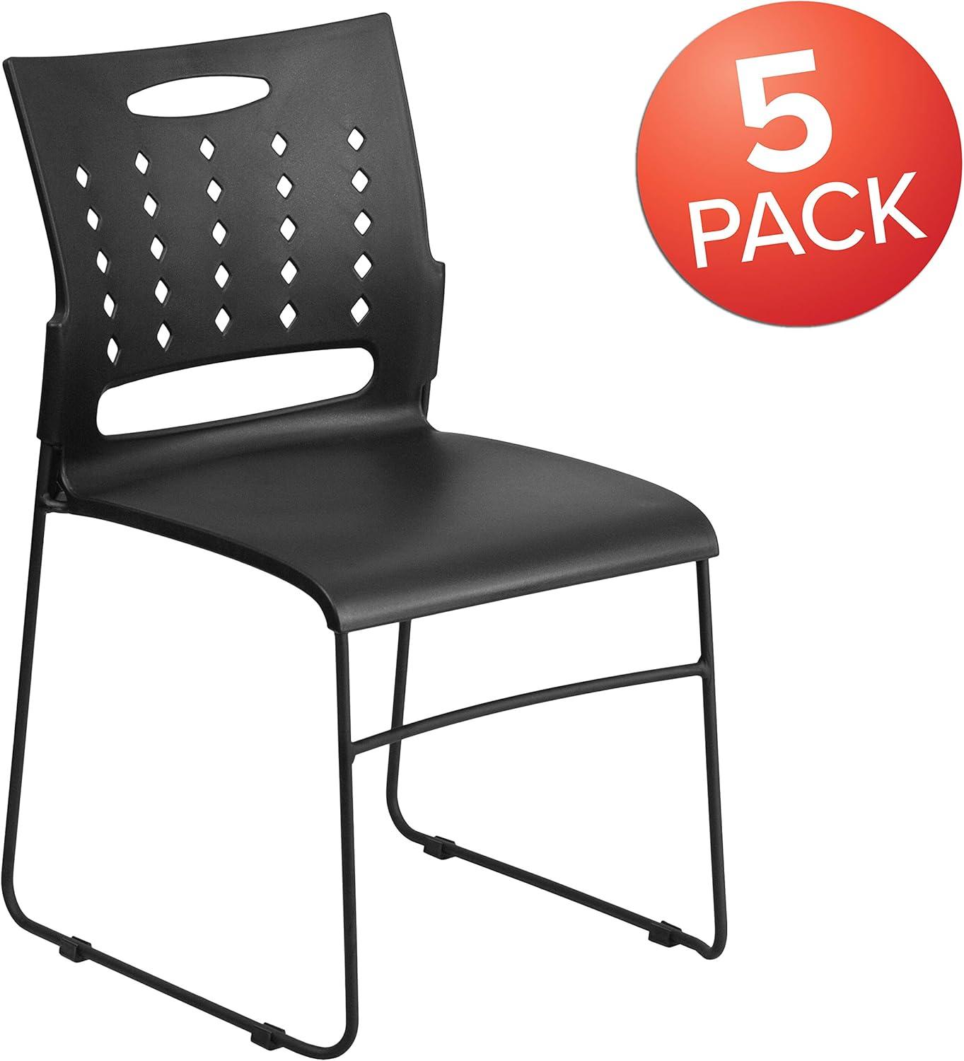 image:imageFlash Furniture HERCULES Series 881 lb Capacity Yellow Sled Base Stack Chair with AirVent BackBlack