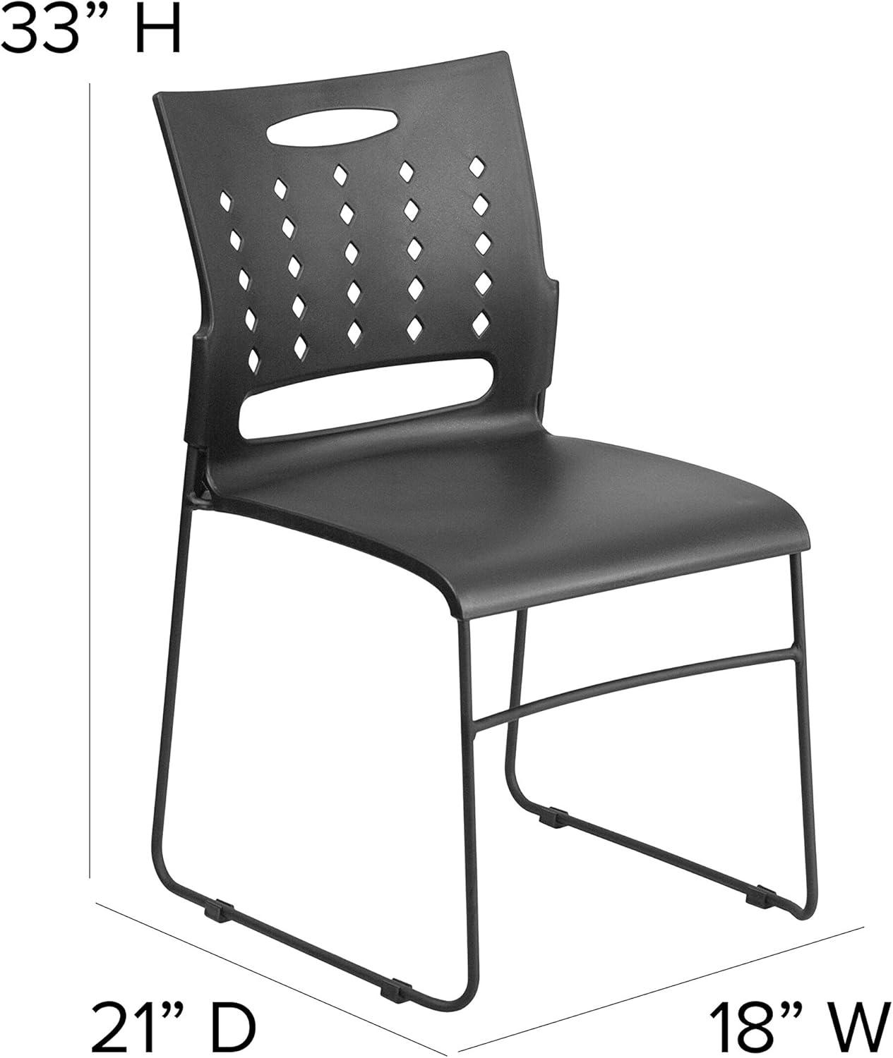 image:imageFlash Furniture HERCULES Series 881 lb Capacity Yellow Sled Base Stack Chair with AirVent BackBlack