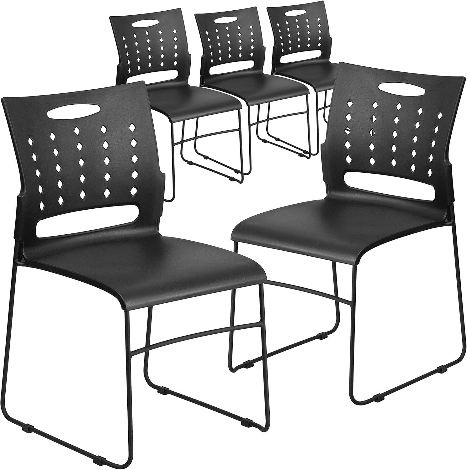image:imageFlash Furniture HERCULES Series 881 lb Capacity Yellow Sled Base Stack Chair with AirVent BackBlack