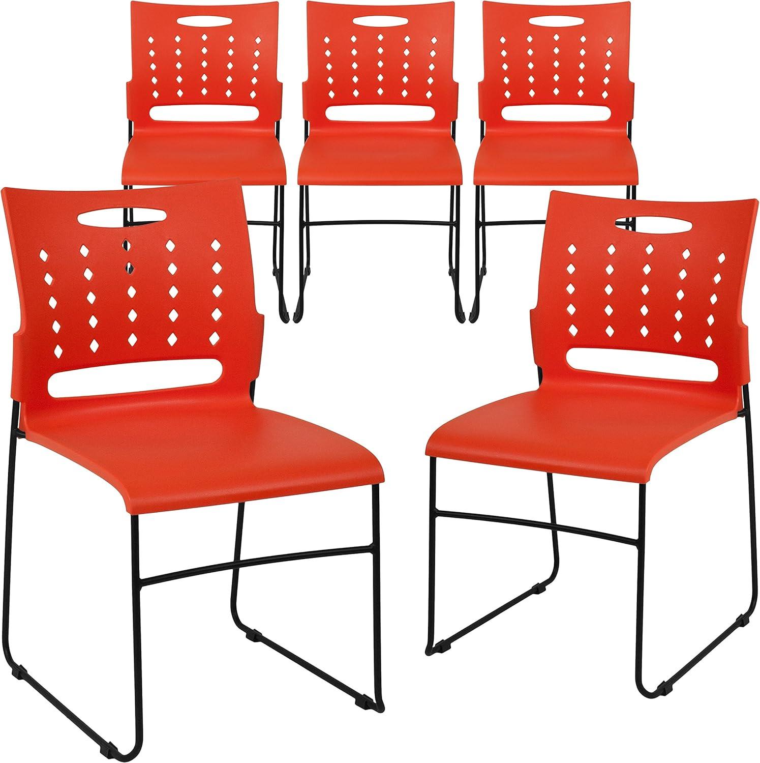 image:imageFlash Furniture HERCULES Series 881 lb Capacity Yellow Sled Base Stack Chair with AirVent BackOrange