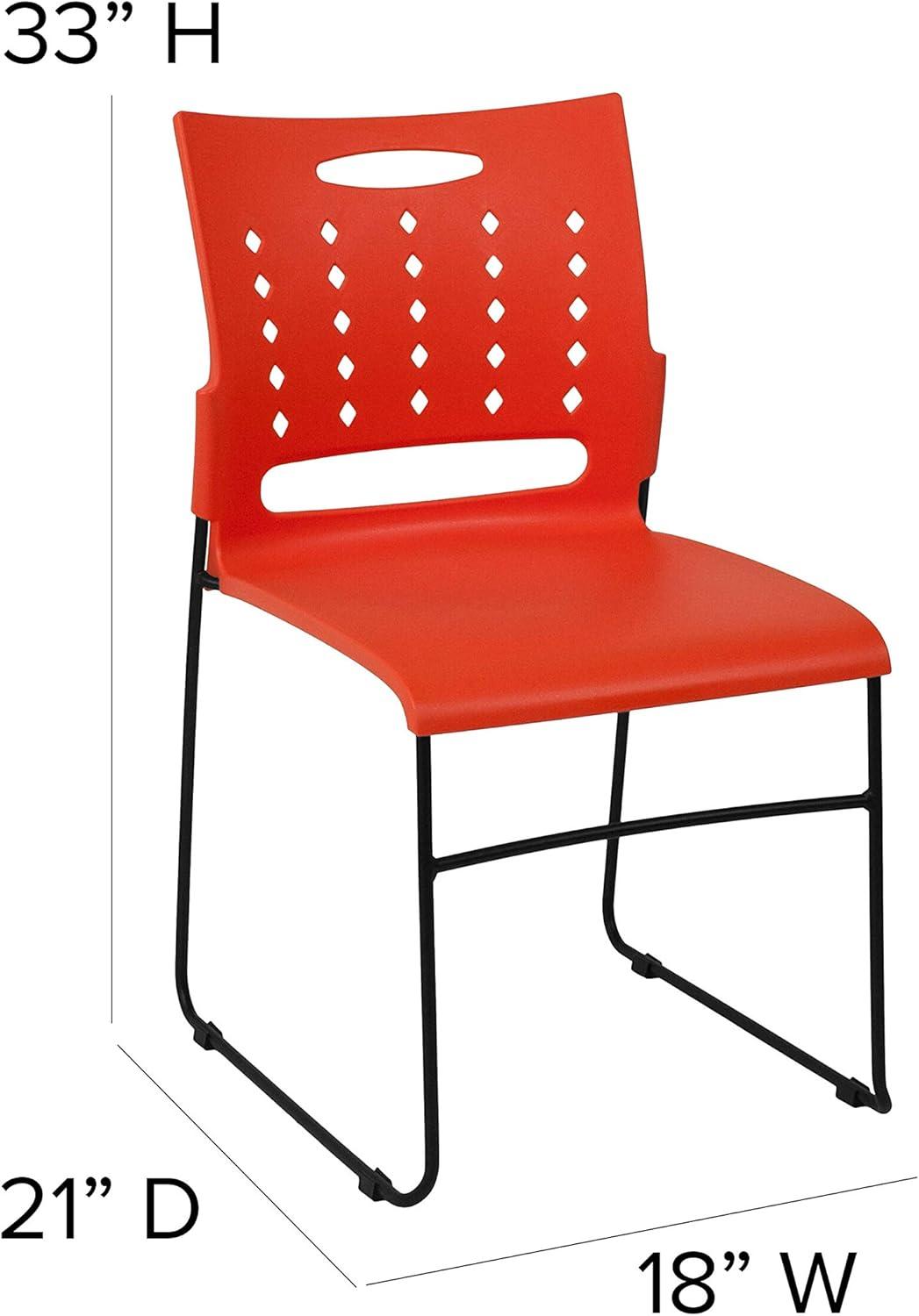 image:imageFlash Furniture HERCULES Series 881 lb Capacity Yellow Sled Base Stack Chair with AirVent BackOrange