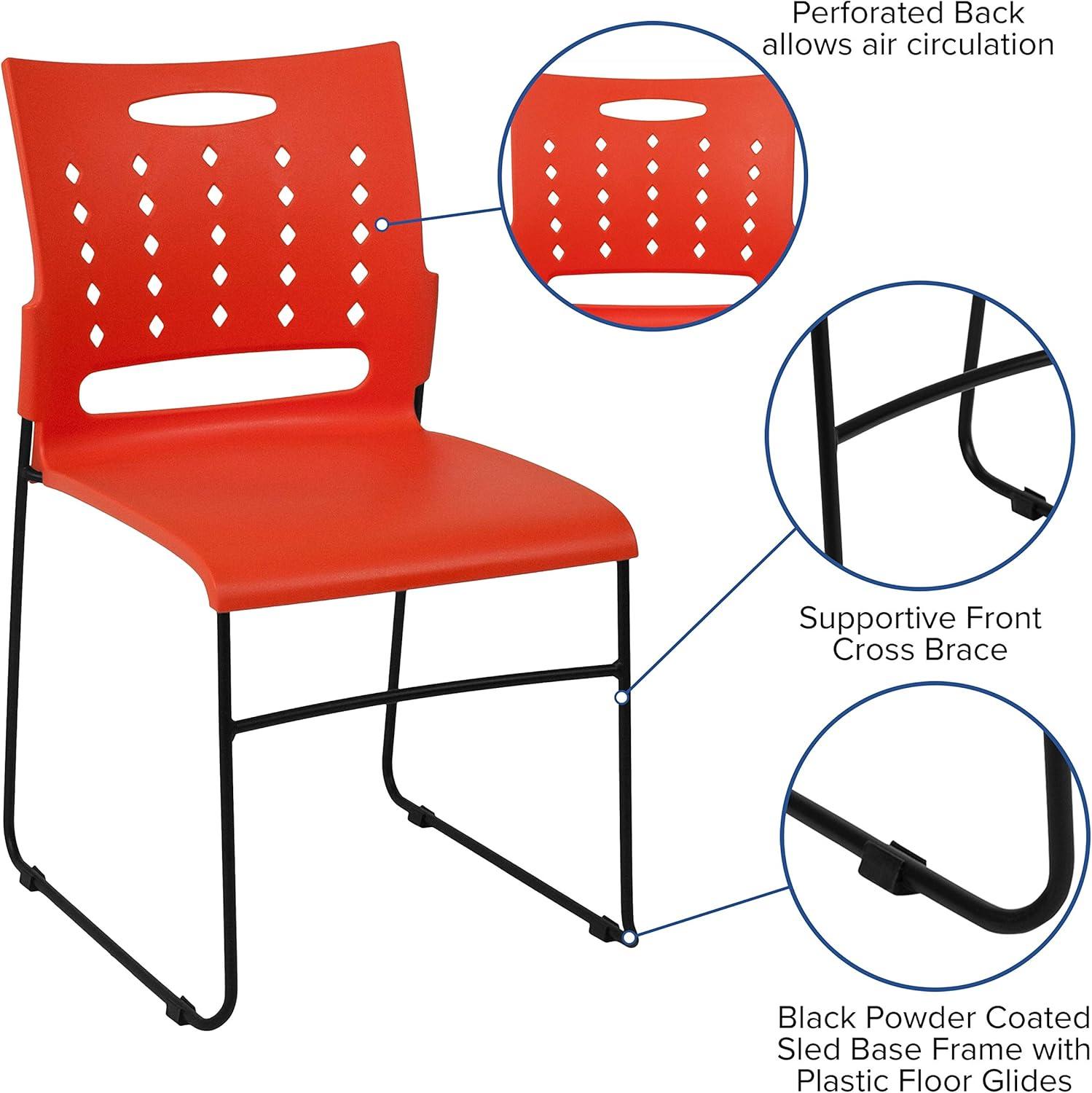 image:imageFlash Furniture HERCULES Series 881 lb Capacity Yellow Sled Base Stack Chair with AirVent BackOrange