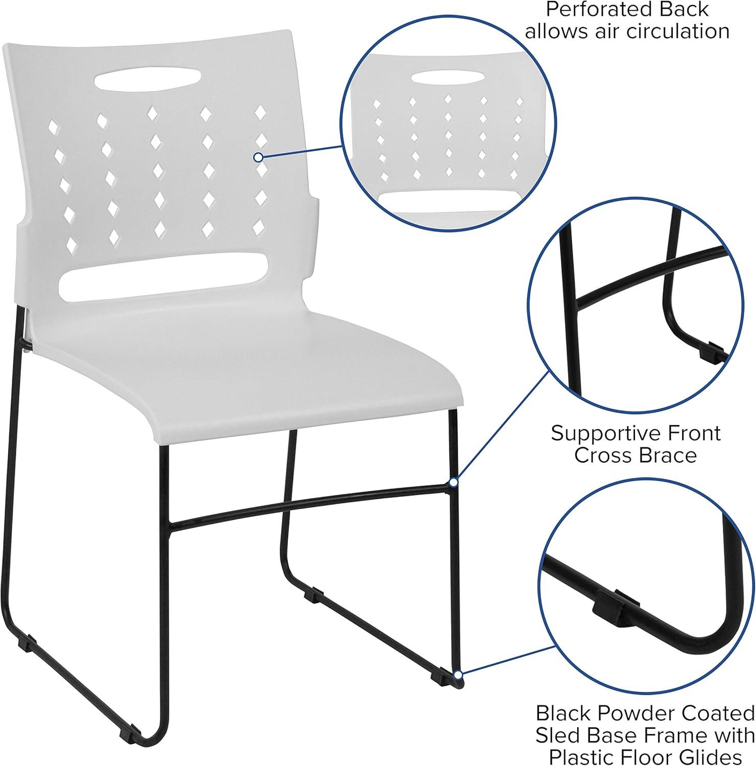 image:imageFlash Furniture HERCULES Series 881 lb Capacity Yellow Sled Base Stack Chair with AirVent BackWhite