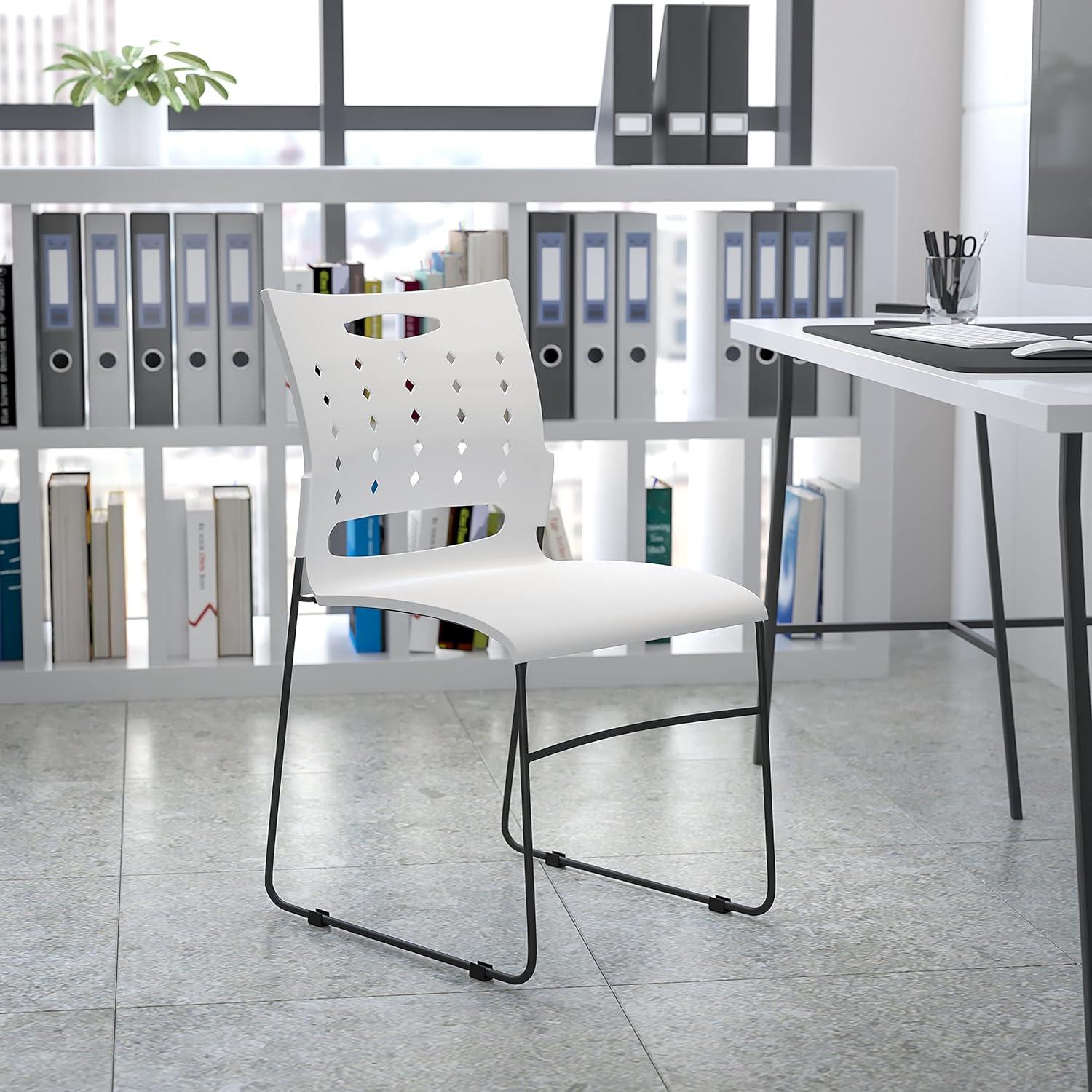 image:imageFlash Furniture HERCULES Series 881 lb Capacity Yellow Sled Base Stack Chair with AirVent BackWhite