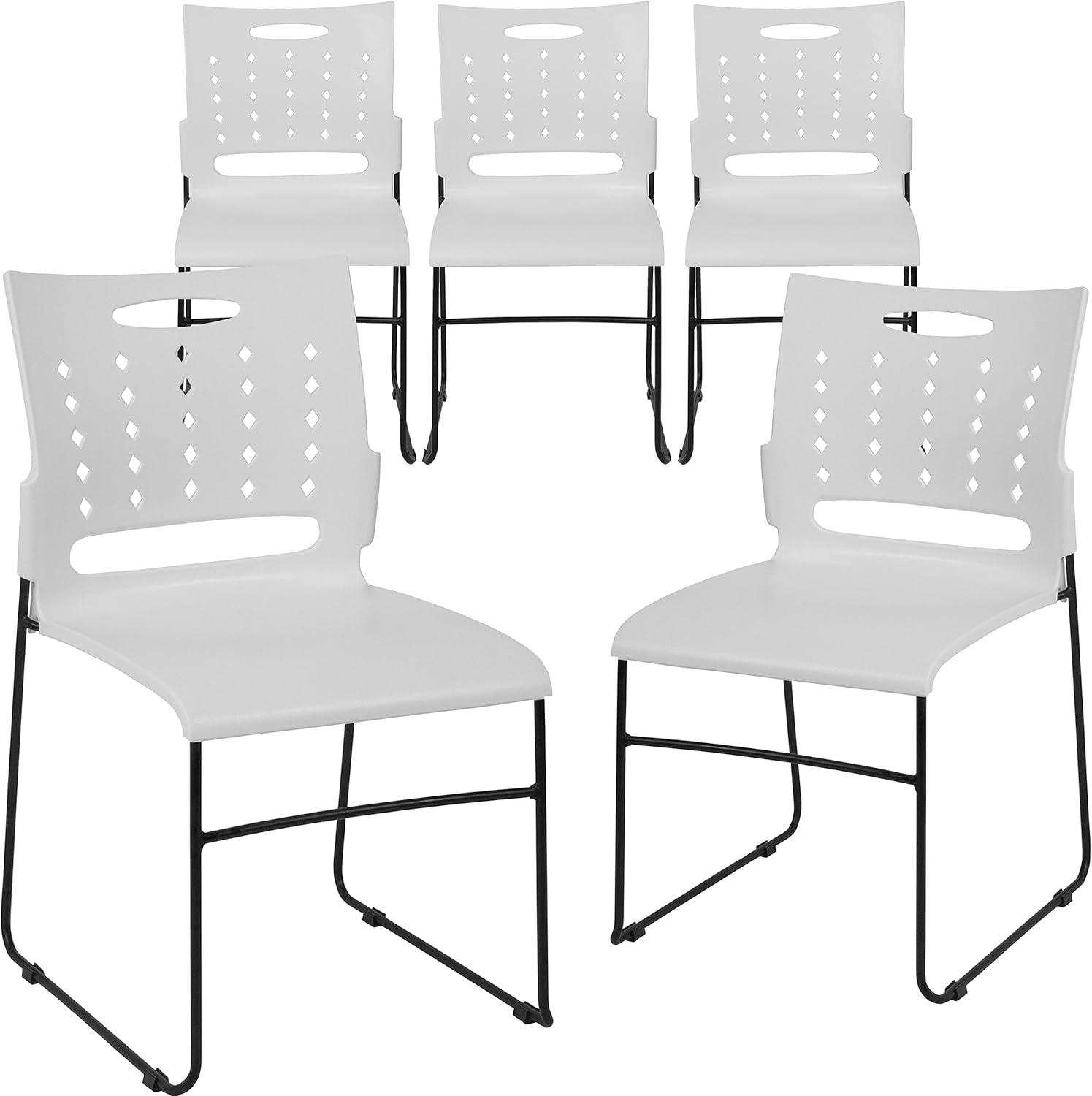 image:imageFlash Furniture HERCULES Series 881 lb Capacity Yellow Sled Base Stack Chair with AirVent BackWhite