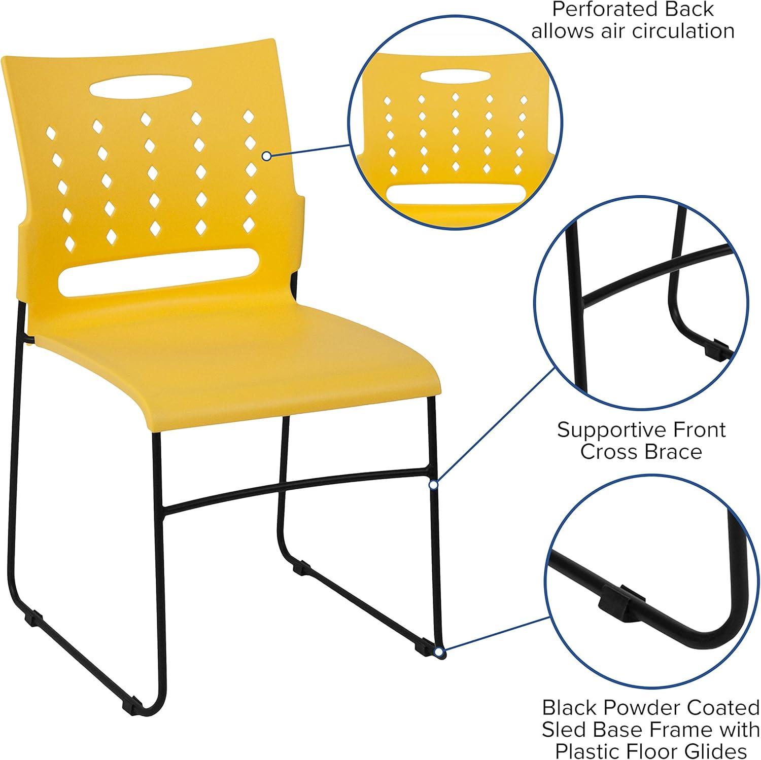 image:imageFlash Furniture HERCULES Series 881 lb Capacity Yellow Sled Base Stack Chair with AirVent BackYellow