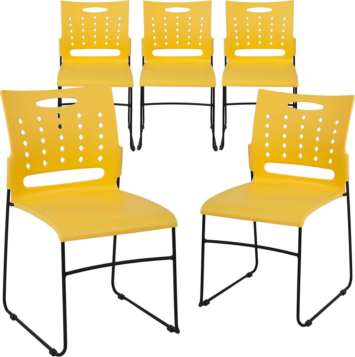 image:imageFlash Furniture HERCULES Series 881 lb Capacity Yellow Sled Base Stack Chair with AirVent BackYellow