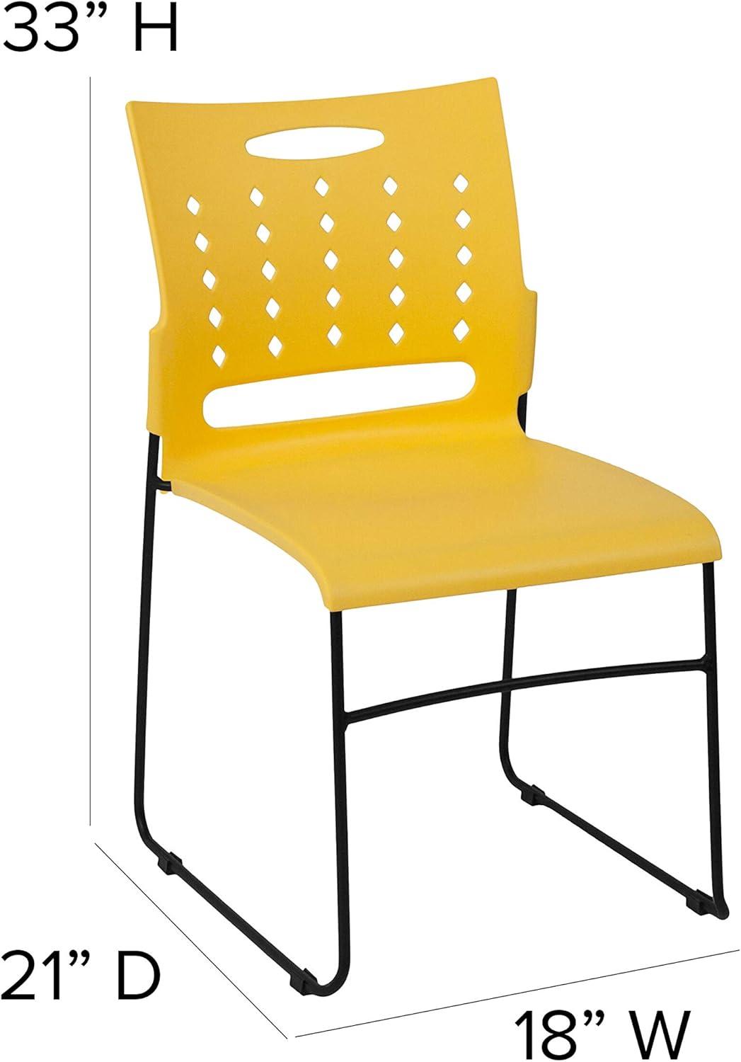 image:imageFlash Furniture HERCULES Series 881 lb Capacity Yellow Sled Base Stack Chair with AirVent BackYellow
