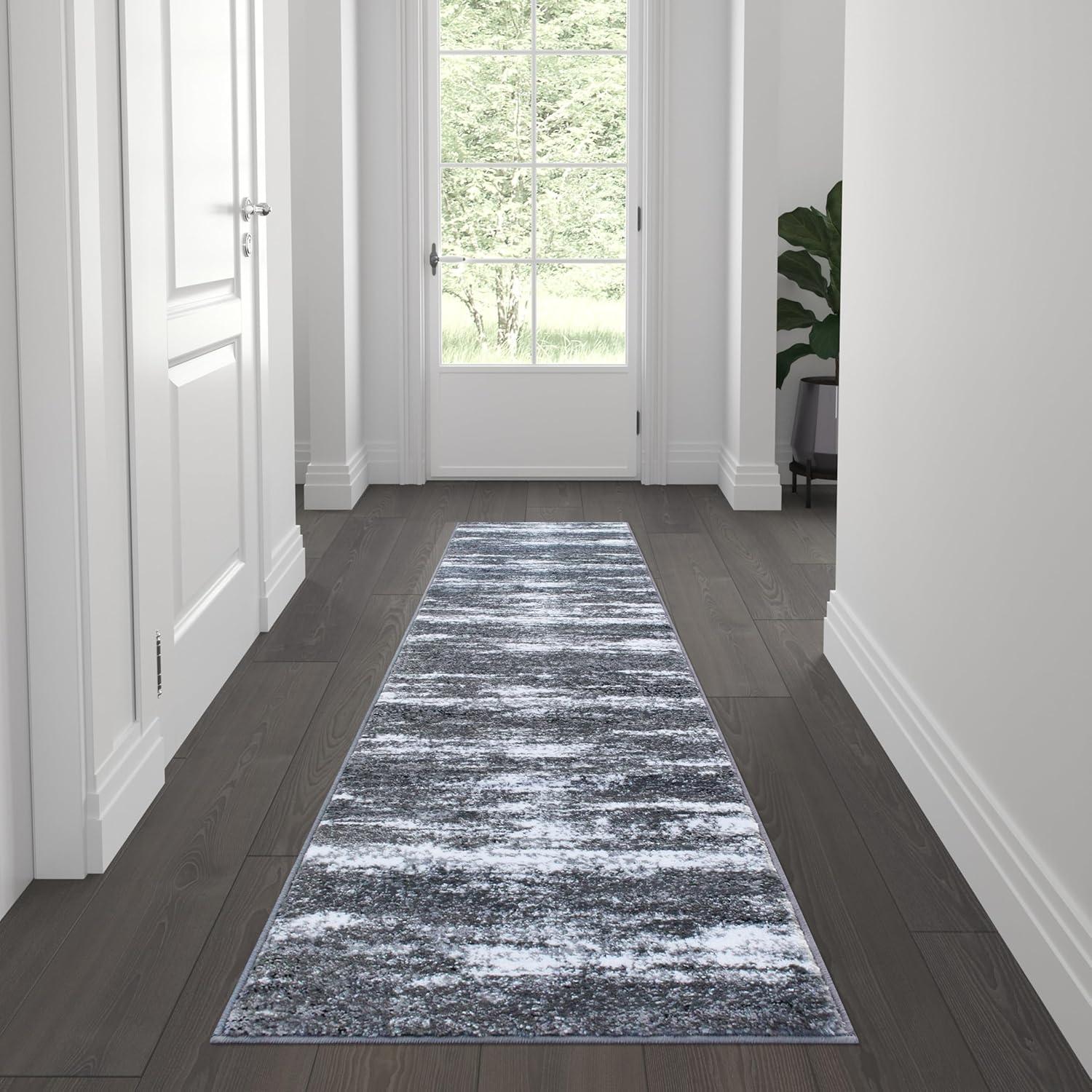 image:imageFlash Furniture Marian Collection Area Rug Distressed Turquoise Olefin Rug with Jute Backing 3 x 16 Entryway Living Room BedroomGrey
