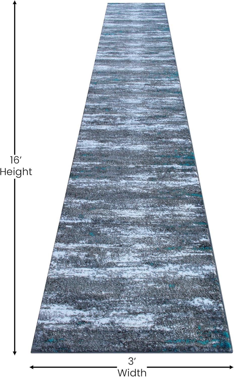 image:imageFlash Furniture Marian Collection Area Rug Distressed Turquoise Olefin Rug with Jute Backing 3 x 16 Entryway Living Room BedroomTurquoise