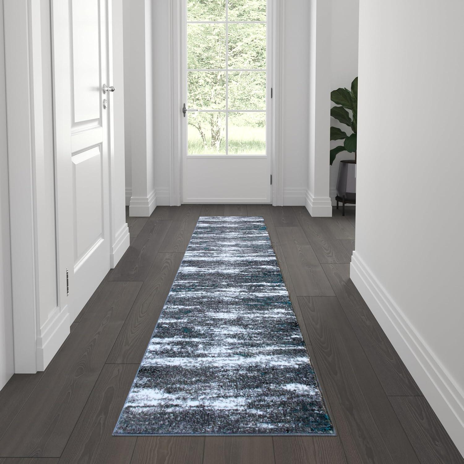 image:imageFlash Furniture Marian Collection Area Rug Distressed Turquoise Olefin Rug with Jute Backing 3 x 16 Entryway Living Room BedroomTurquoise